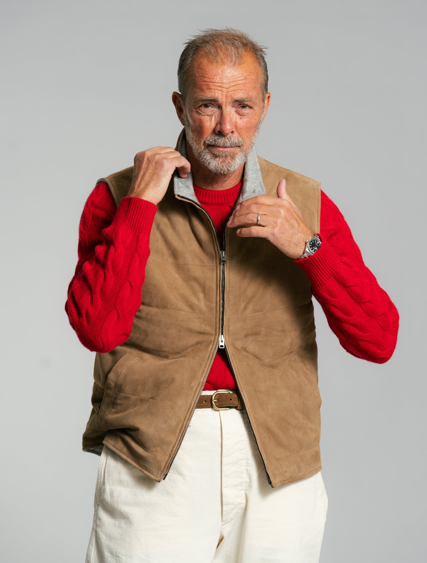 Luca Suede Vest Beige