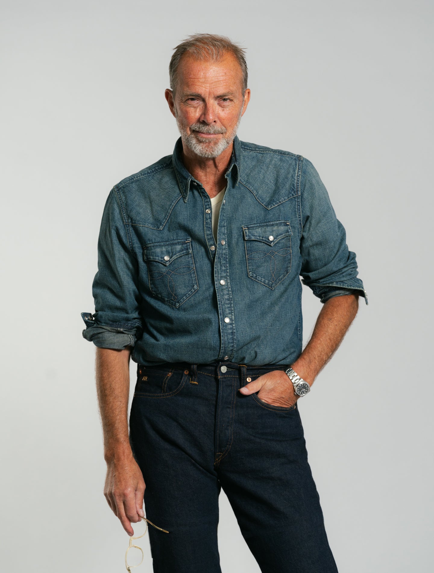 Buffalo West Long Sleeve Sport Shirt Denim Dark Wash