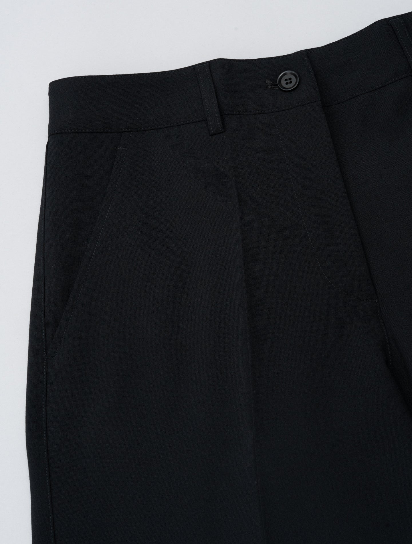 Wool Stretch High Waisted Trousers Black