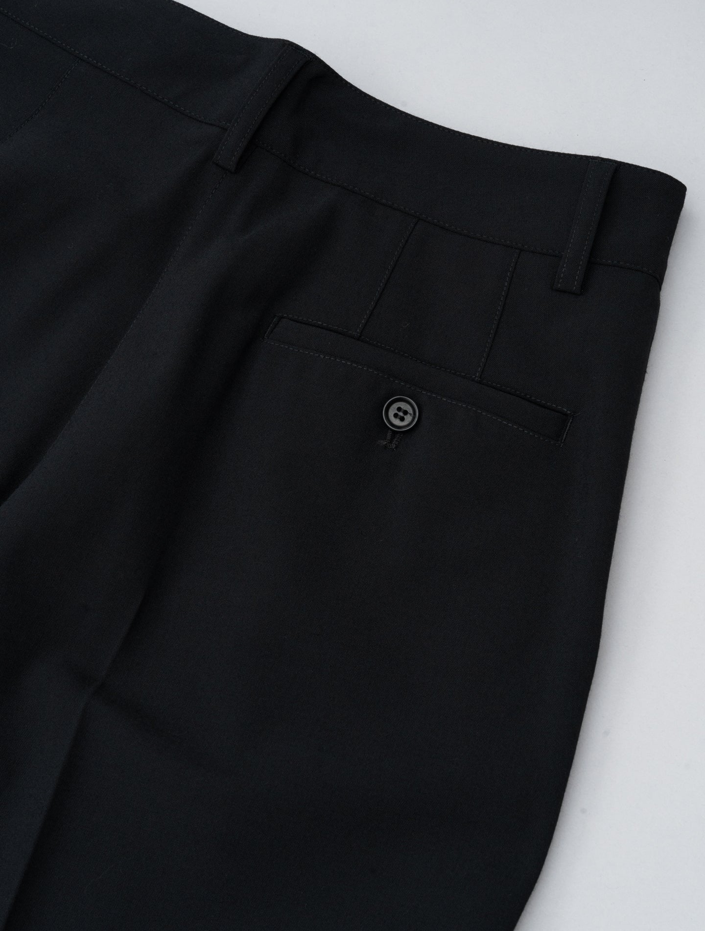 Wool Stretch High Waisted Trousers Black