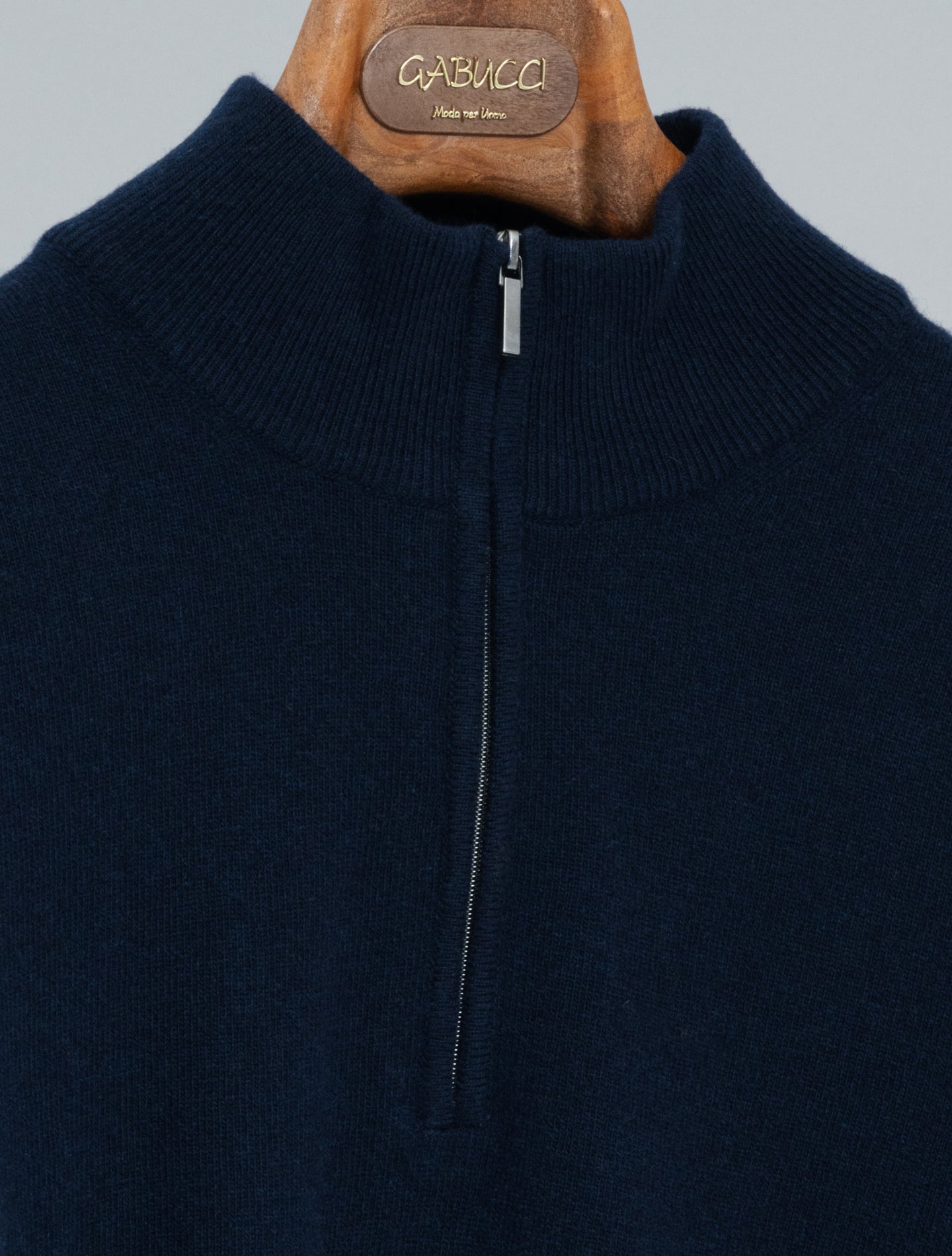Knitted Wool Cashmere 1/4 Zip Deep Navy