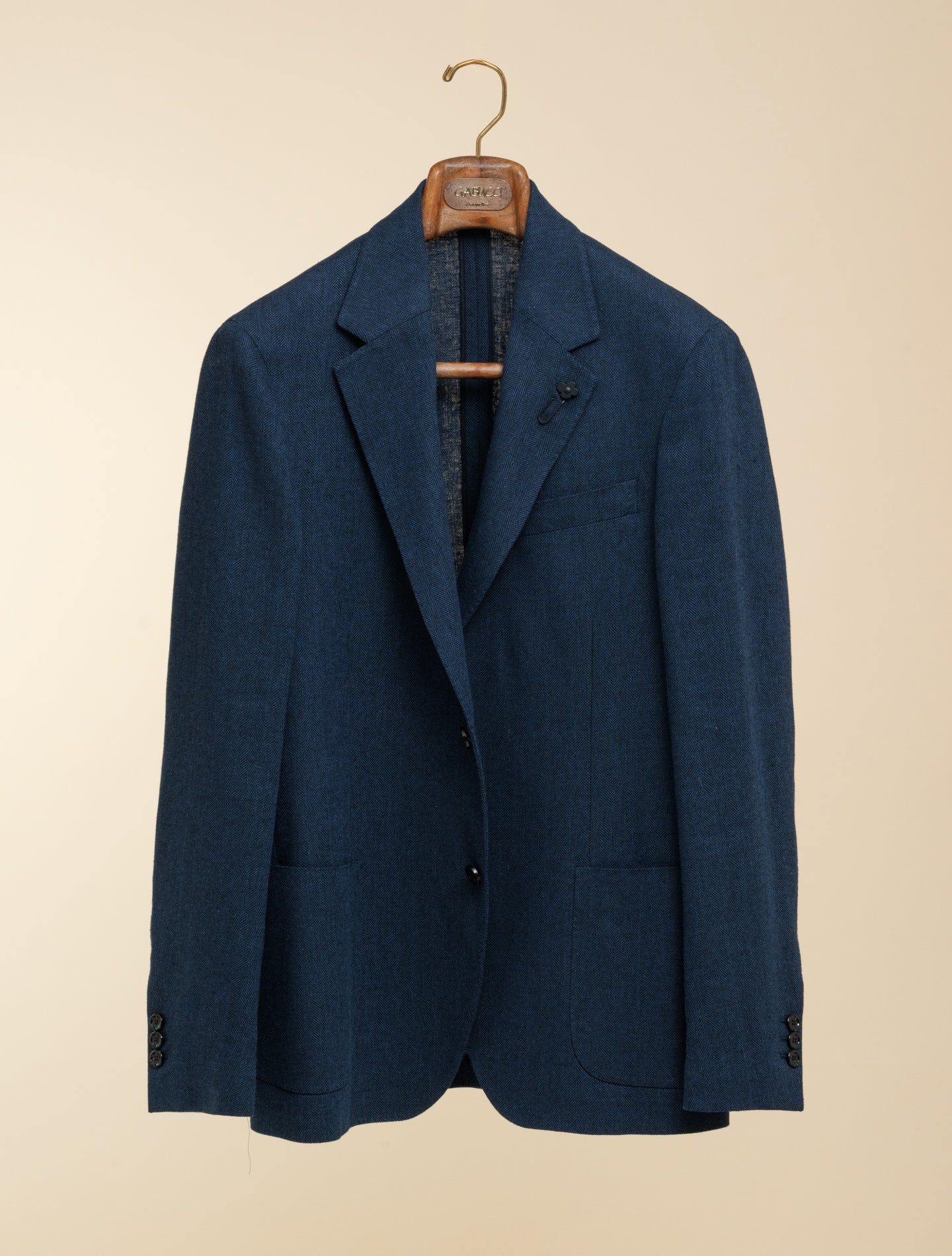 Single Breasted Herringbone Jacket Blue