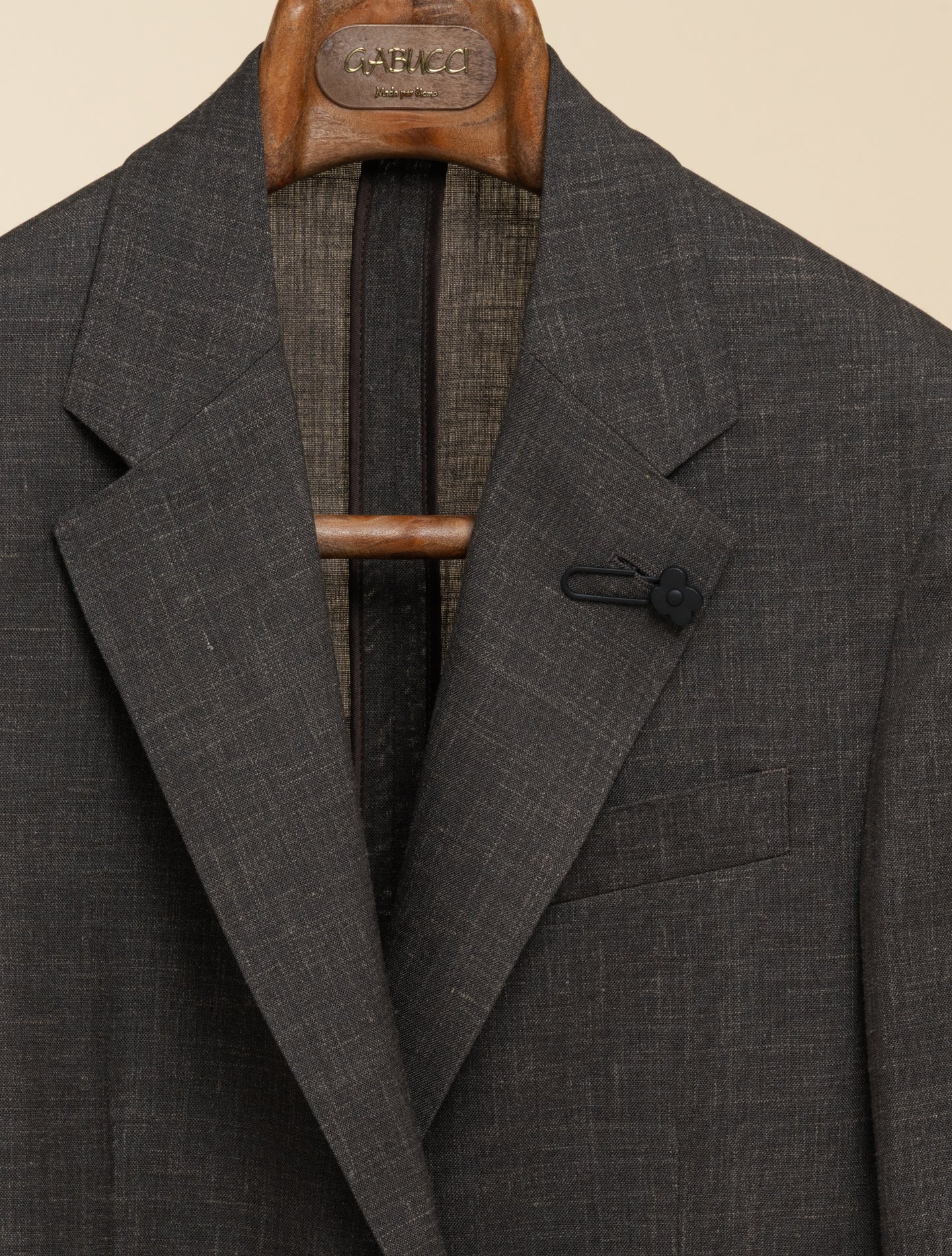 Single Brested Wool Silk Linen Jacket Brown