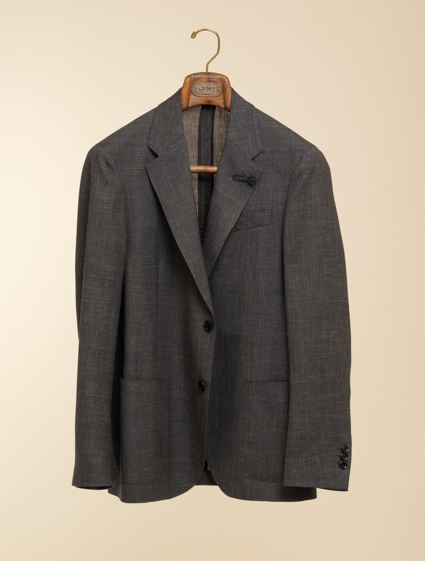 Single Brested Wool Silk Linen Jacket Brown