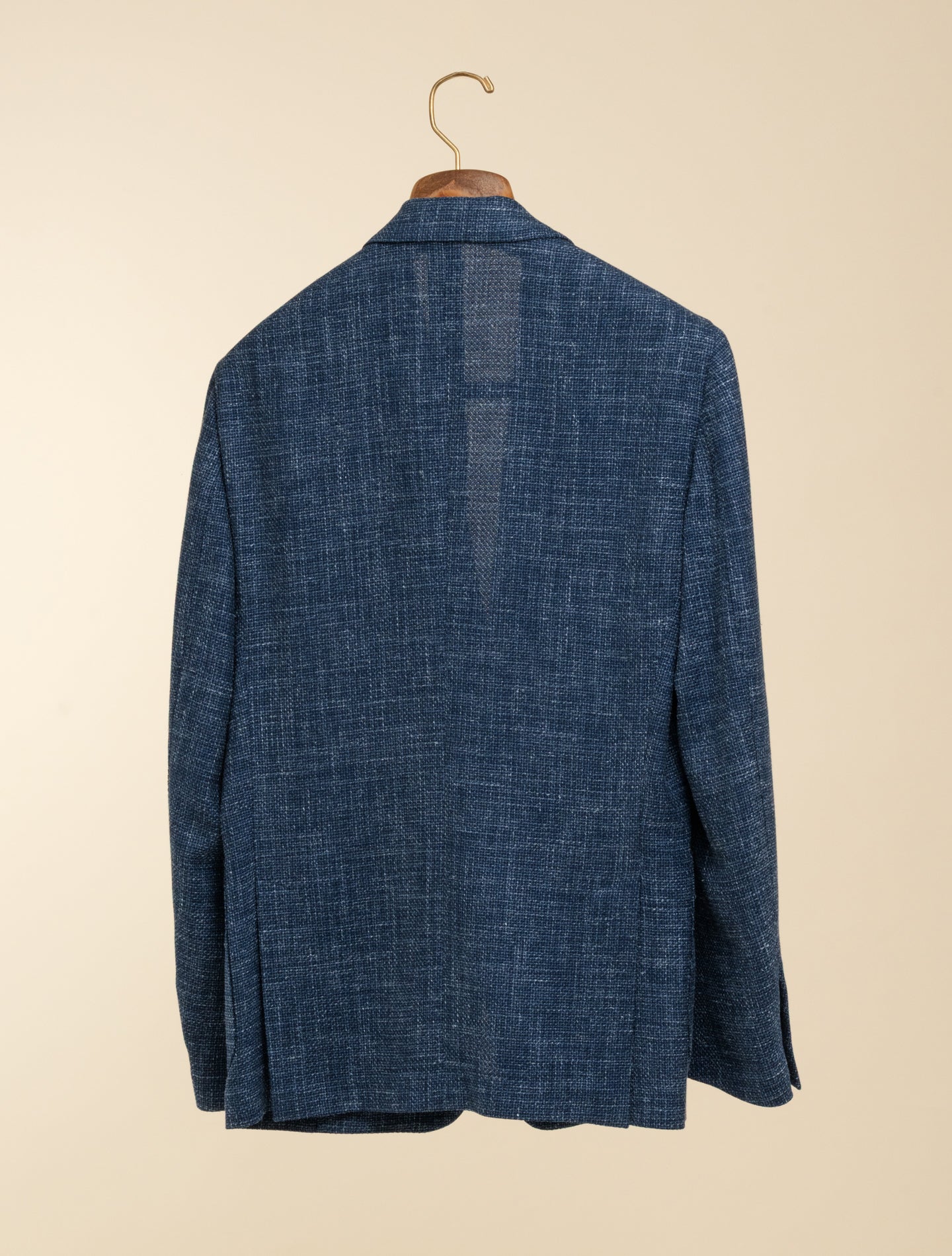 Single Breasted Wool Silk Linen Jacket Blue