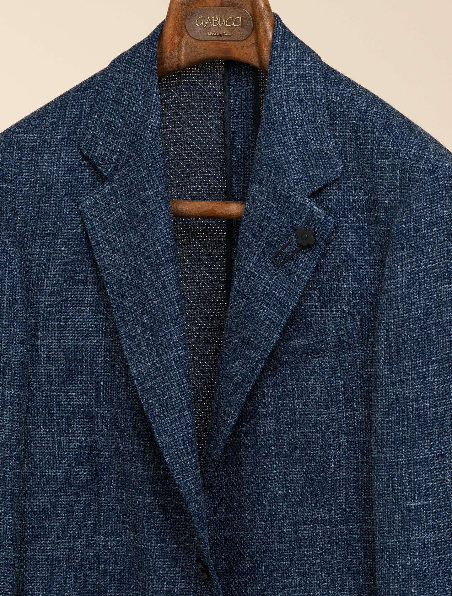 Single Breasted Wool Silk Linen Jacket Blue