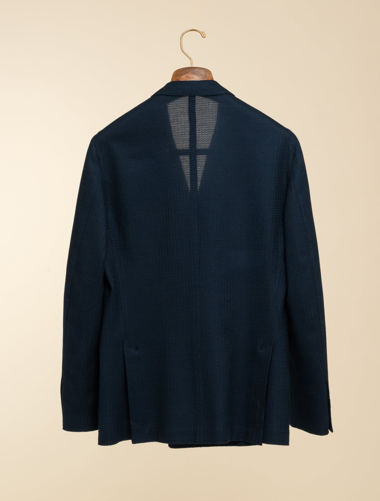 Double Breasted Liknit Wool Jacket Navy