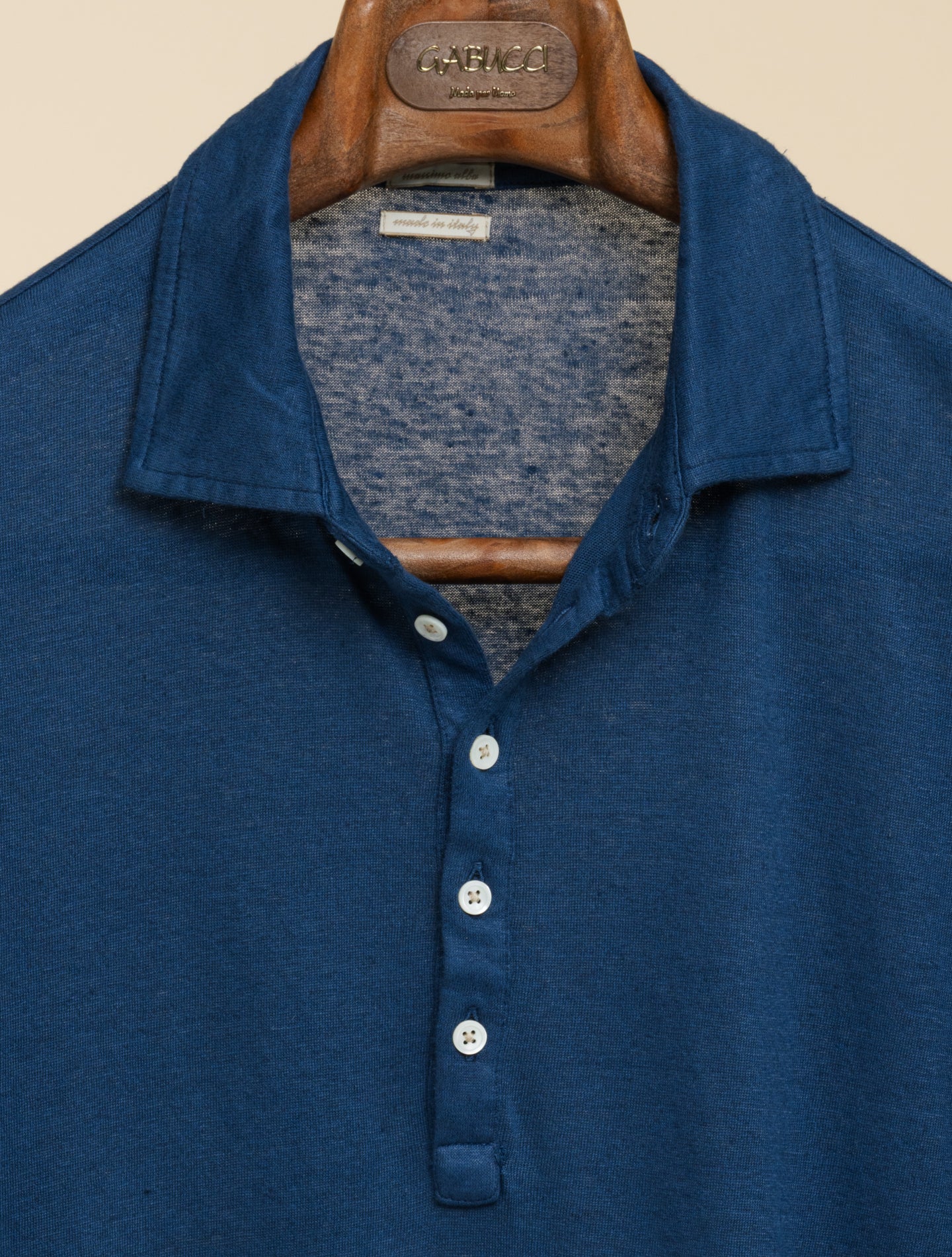 Raya Cotton Linen Polo Shirt Blue