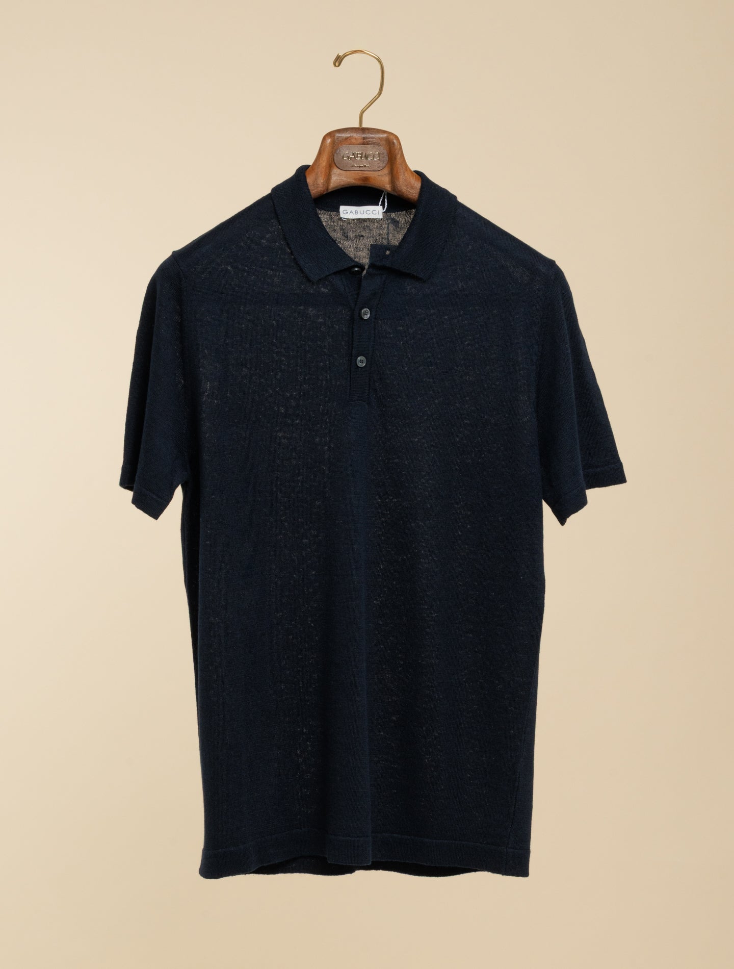 Ibiza Linen Cotton Polo Shirt Short Sleeve Navy