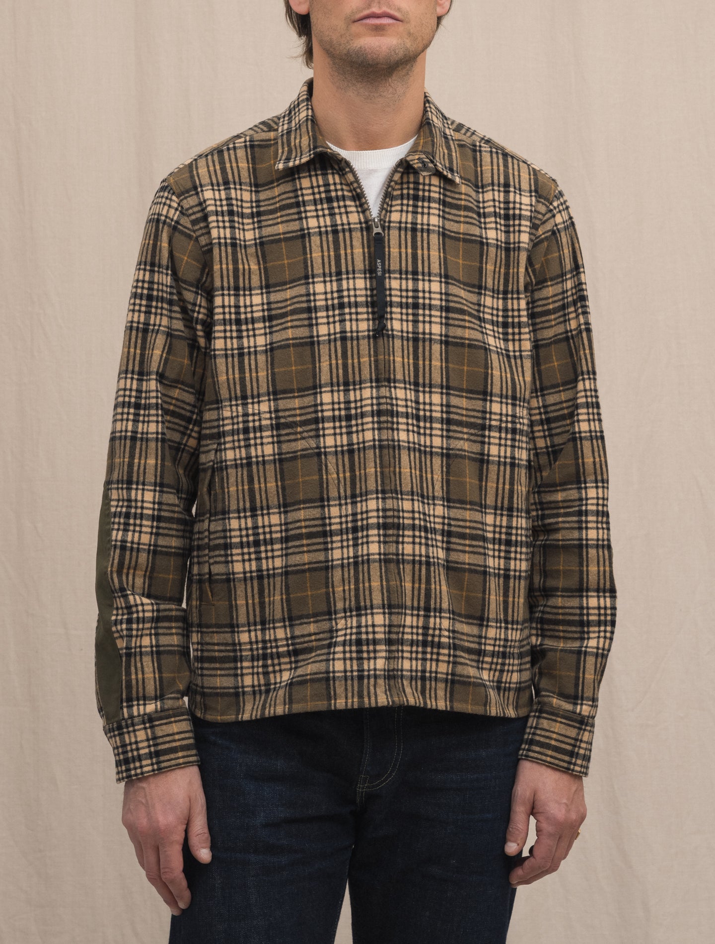 Lampo Checked Cotton Shirt Jacket Colonial Beige