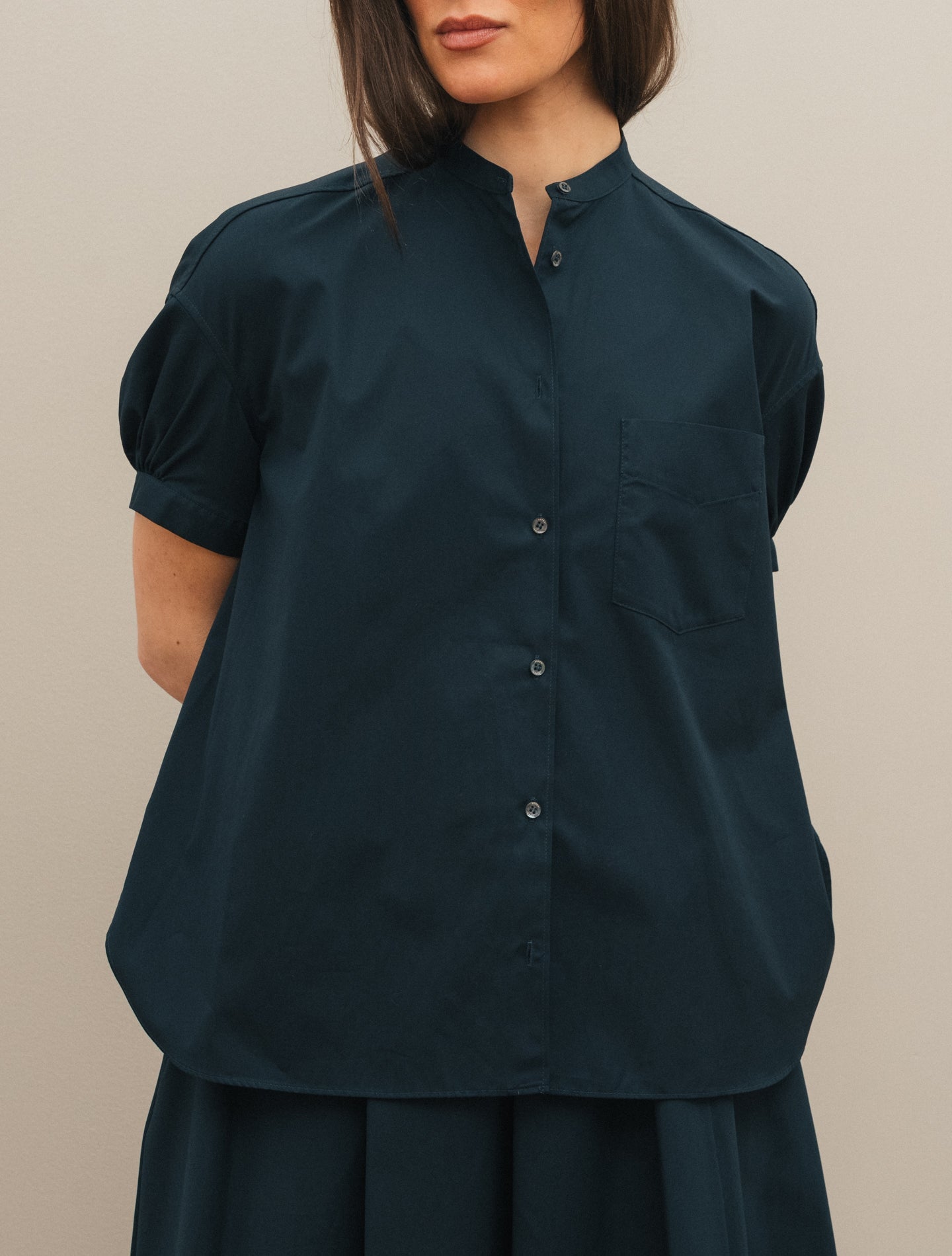 A - lined Poplin Short Sleeve Shirt Navy Aspesi Shirts IT 38