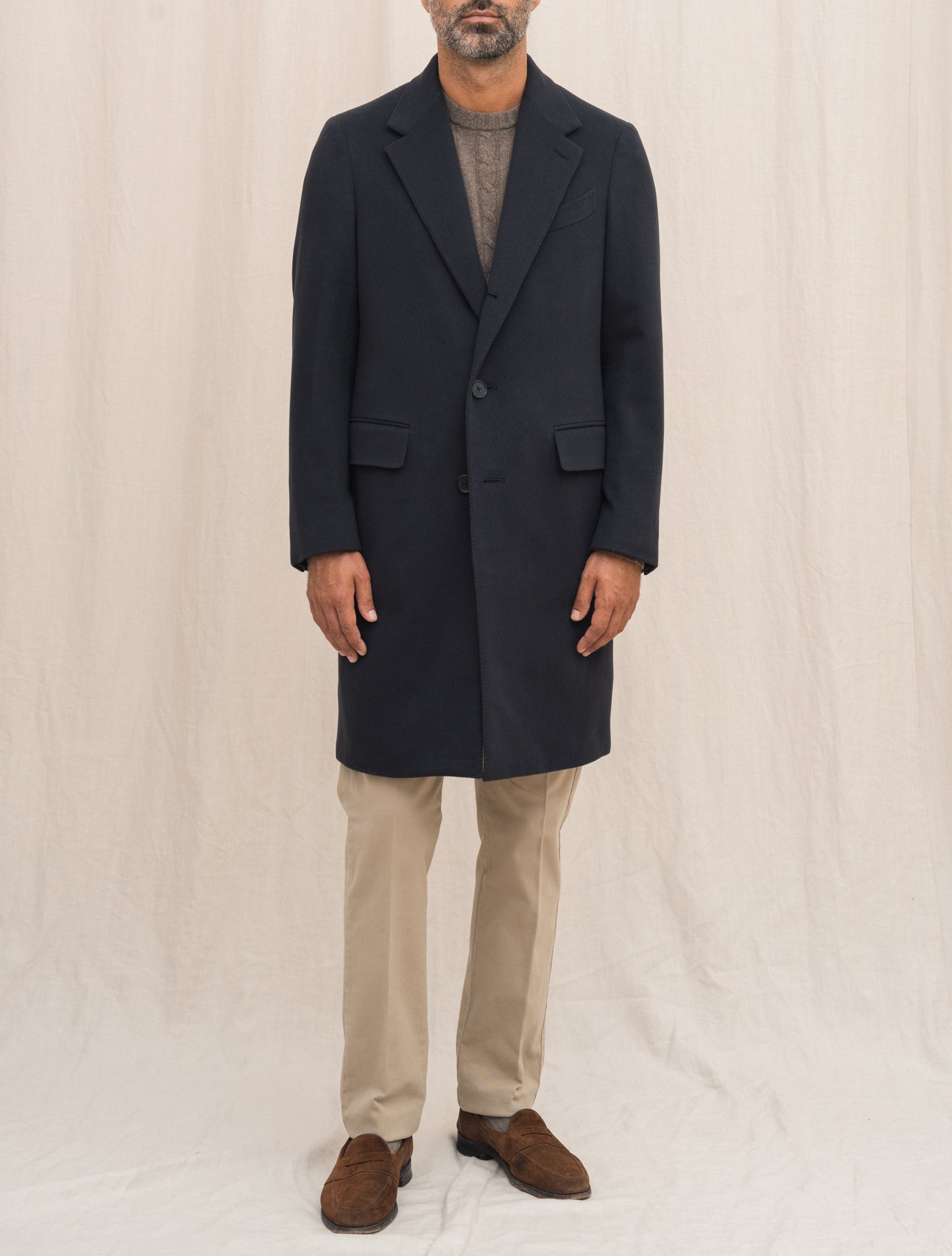 Aida Single Breasted Wool Cashmere Coat Navy Caruso Outerwear Gabucci