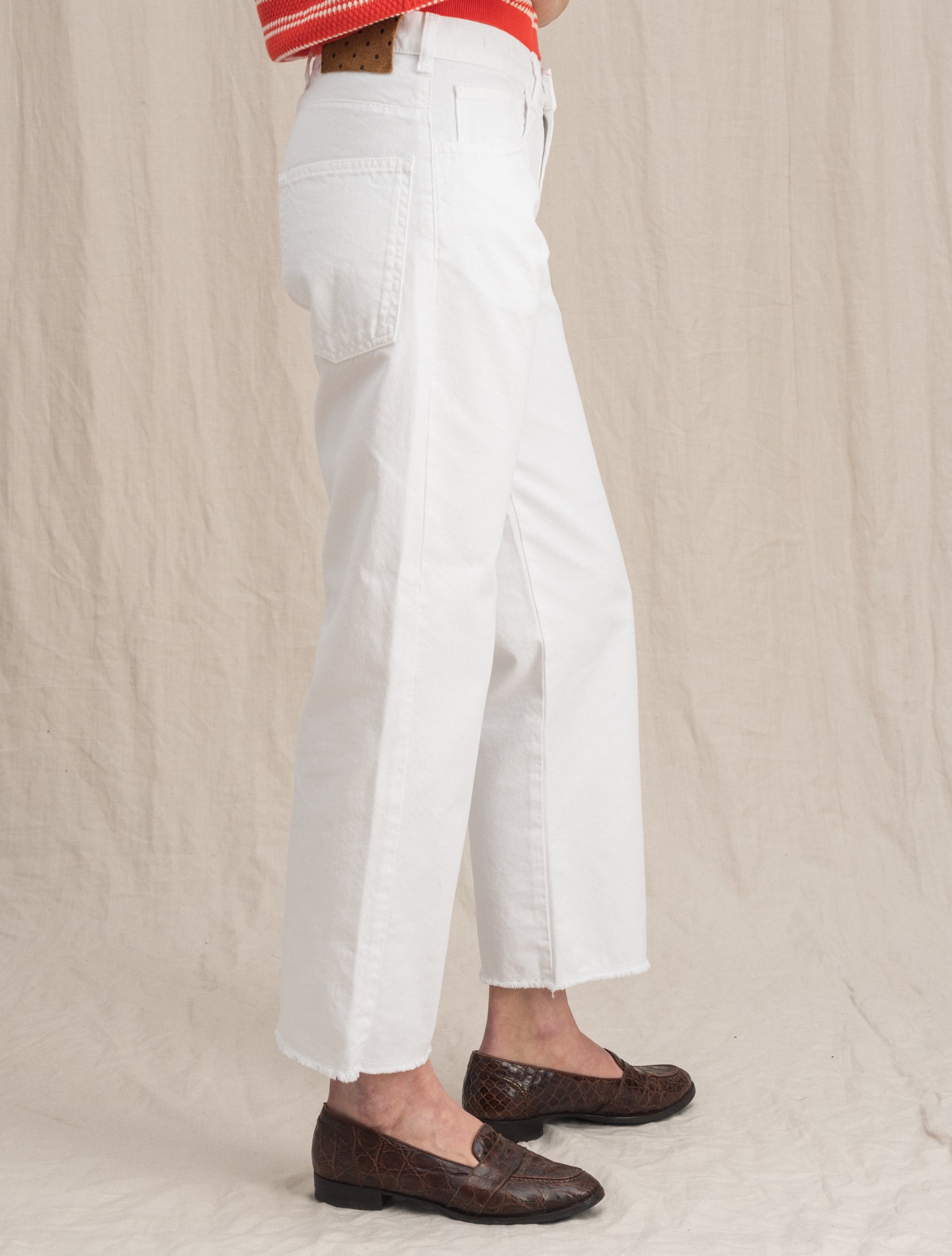 Alosa 5 Pocket Loose Fit Cotton Trousers White Massimo Alba Trousers 25