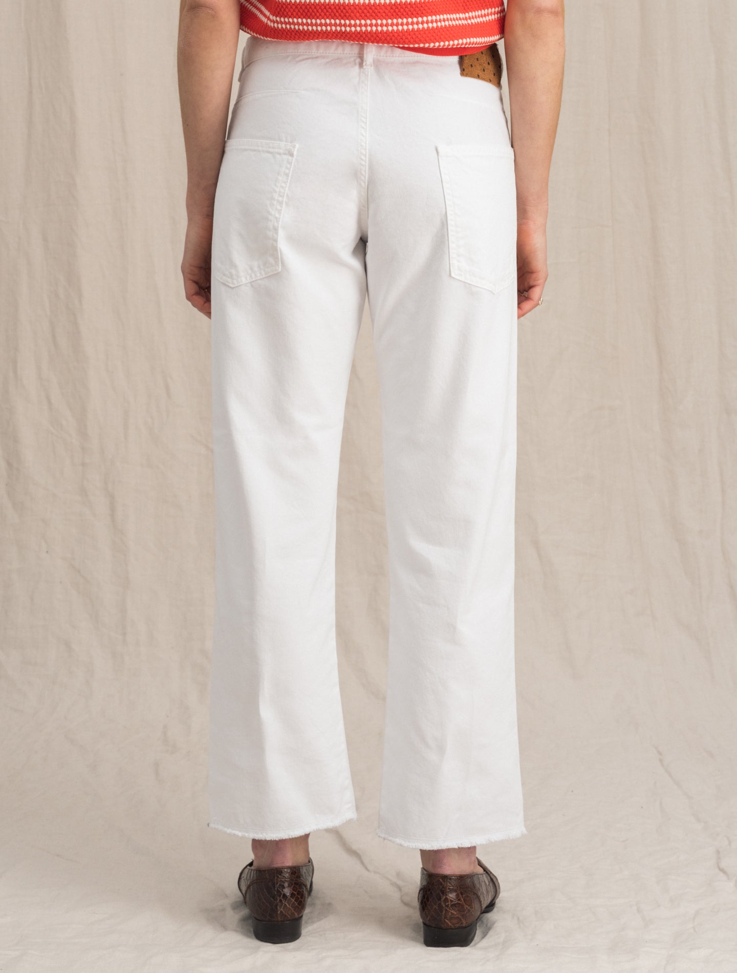 Alosa 5 Pocket Loose Fit Cotton Trousers White Massimo Alba Trousers 25