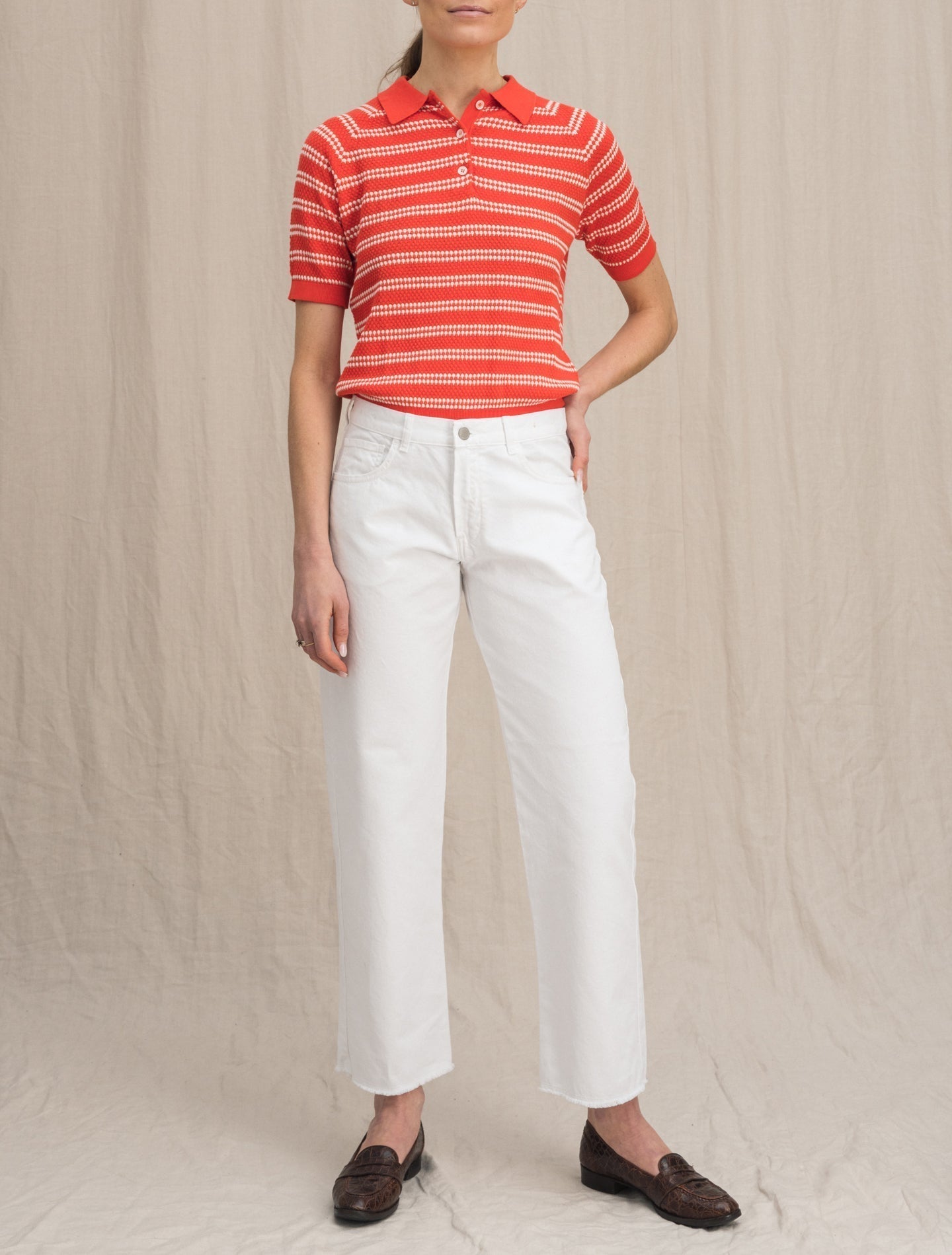 Alosa 5 Pocket Loose Fit Cotton Trousers White Massimo Alba Trousers 25