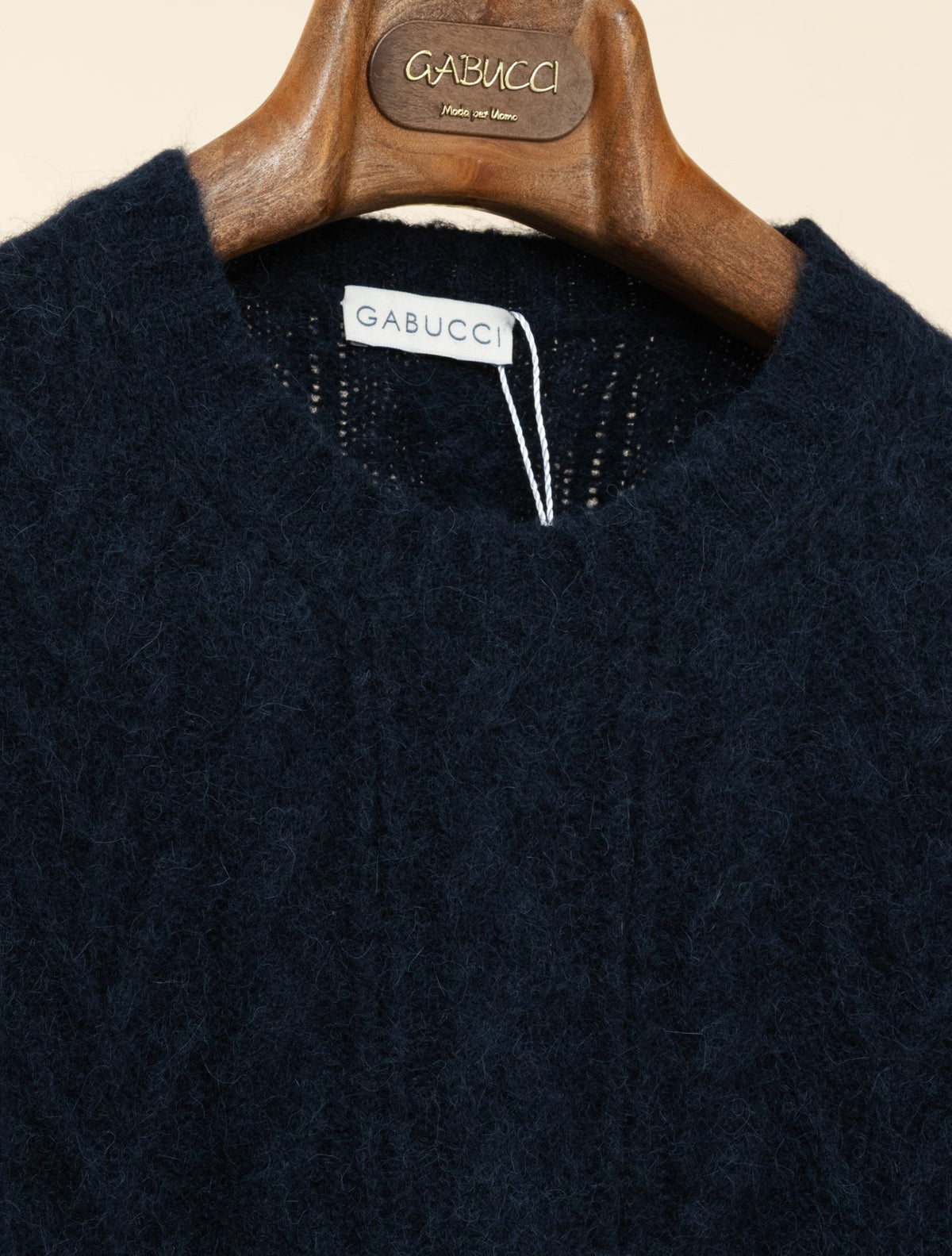 Alpaca Cabel Knit Crewneck Navy Gabucci Knitwear 48