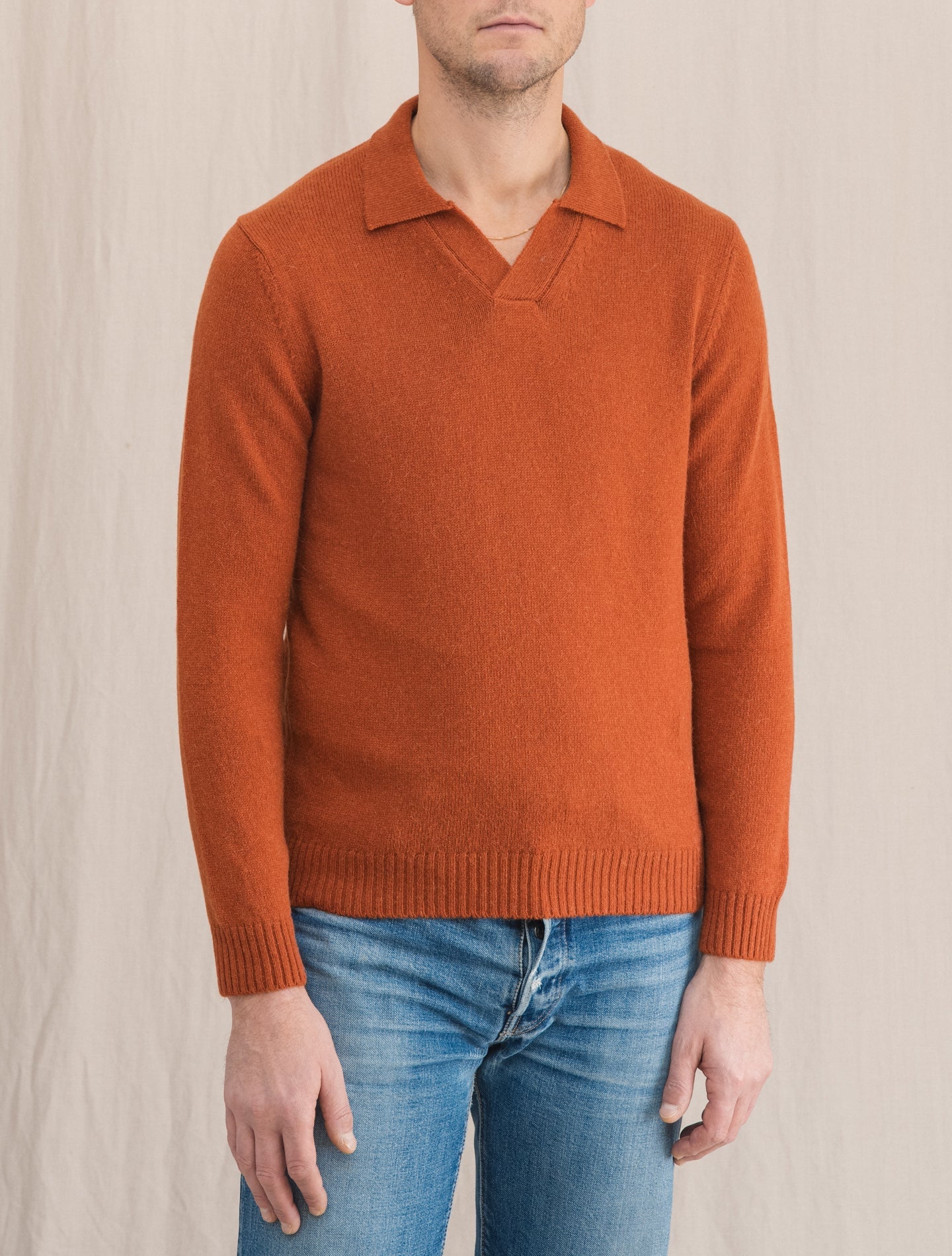 Alpaca Knitted V-neck Polo Shirt San Marzano | Gabucci