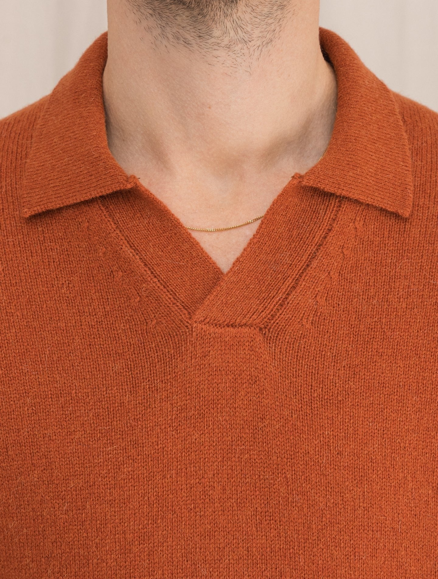 Alpaca Knitted V-neck Polo Shirt San Marzano | Gabucci