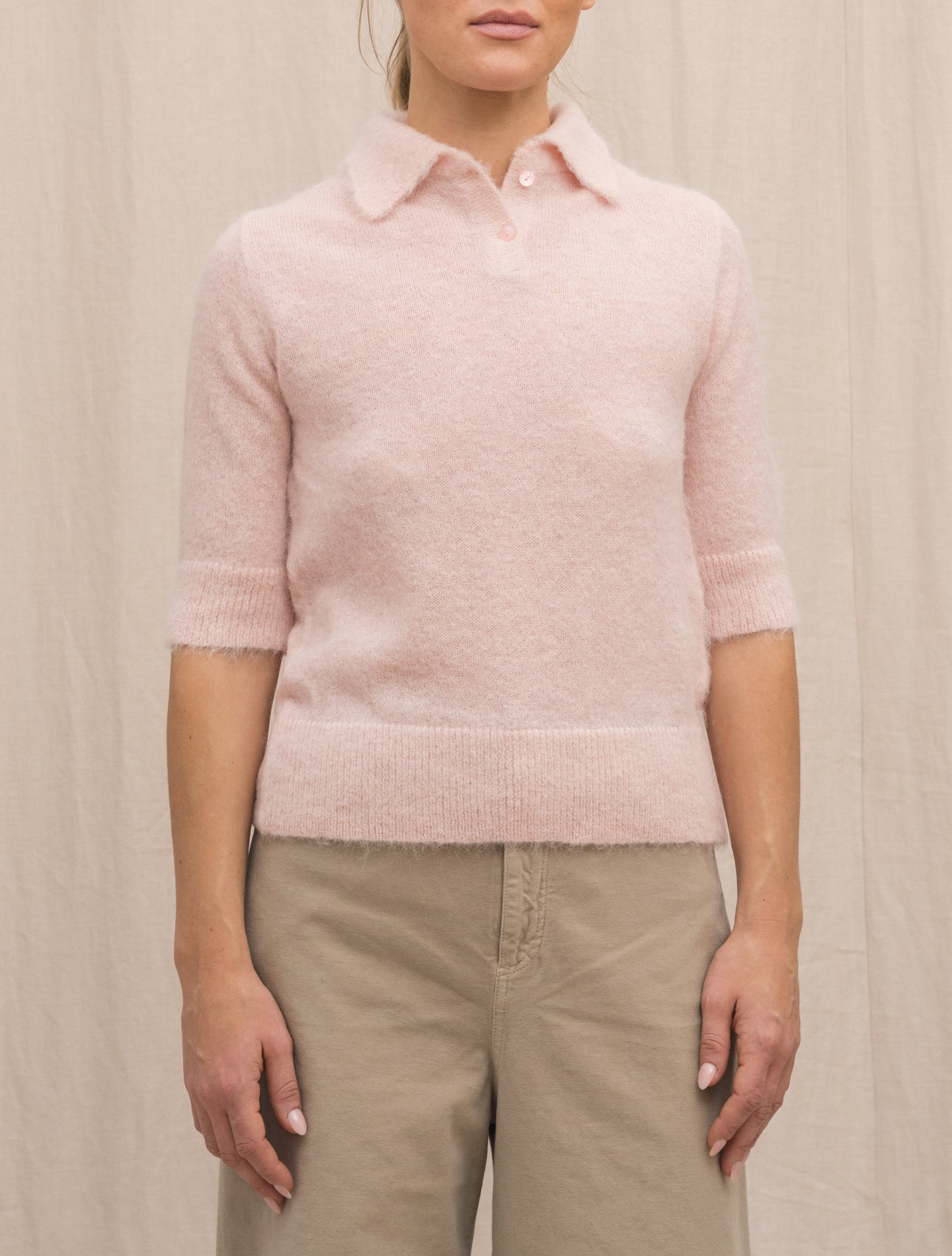 Alpaca Polo Shirt Short Sleeve Pink Lardini Polo shirts XS