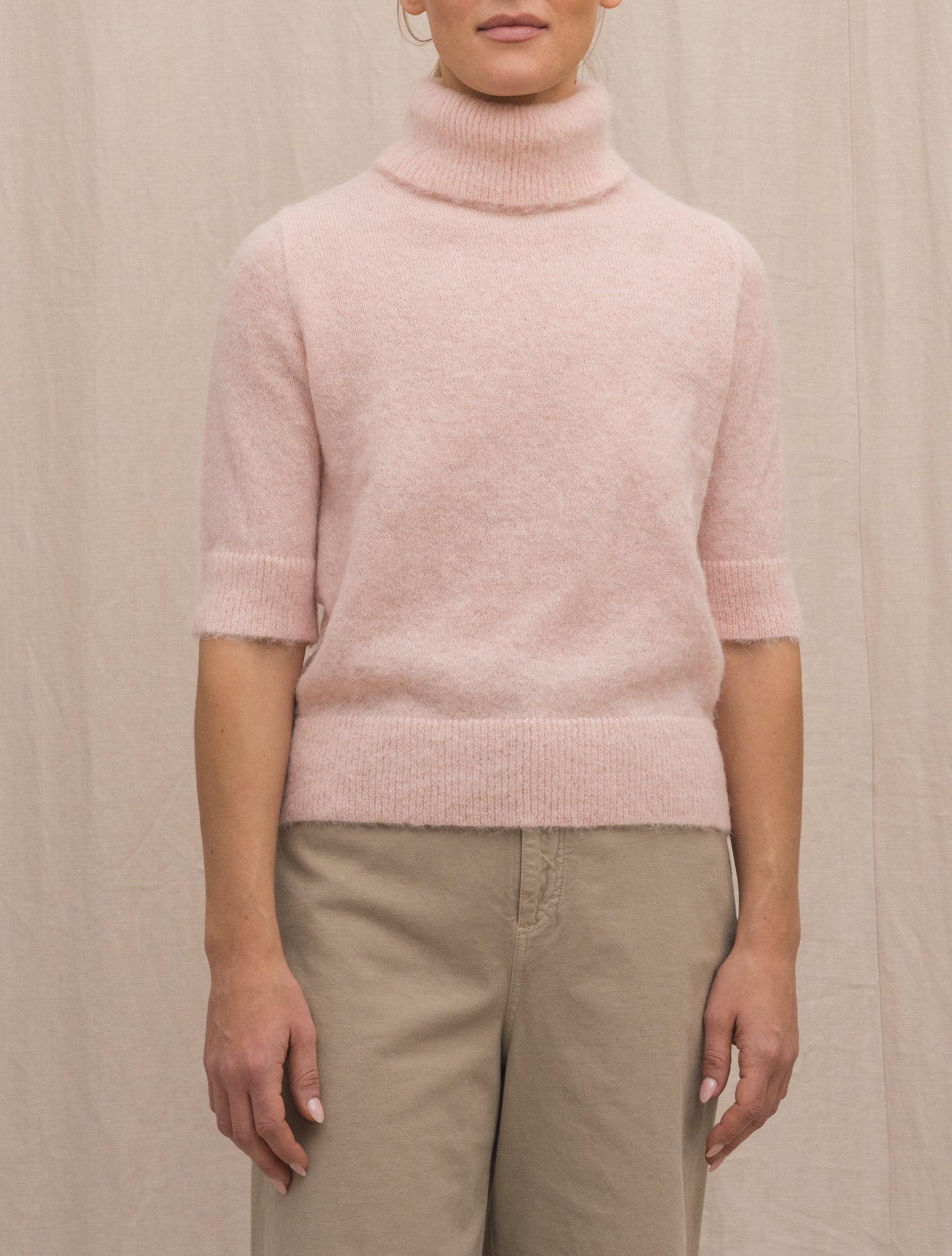 Alpaca Rollneck Short Sleeve Pink Lardini Knitwear Gabucci