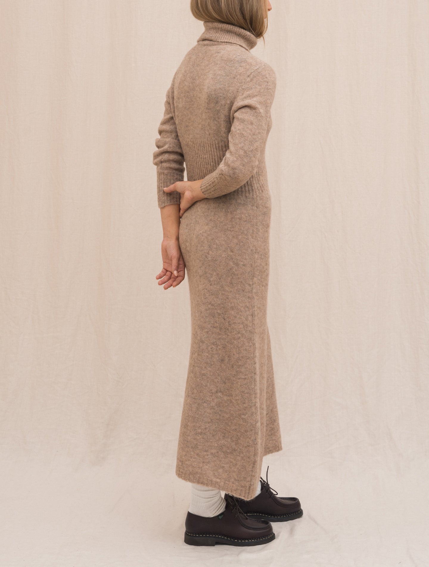 Alpaca Turtelneck Dress Beige Morgano Dresses IT 40