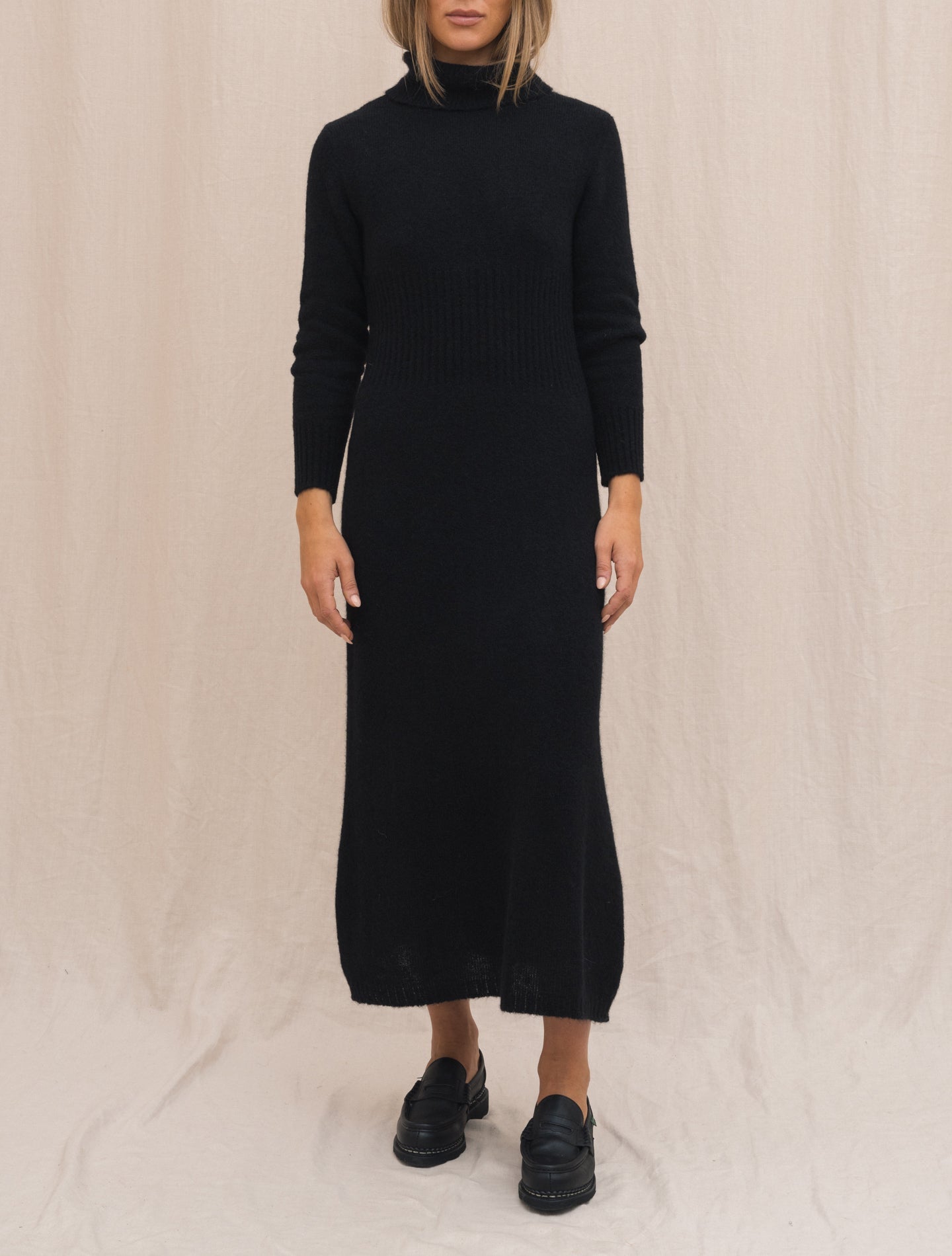 Alpaca Turtelneck Dress Black Morgano Dresses Gabucci