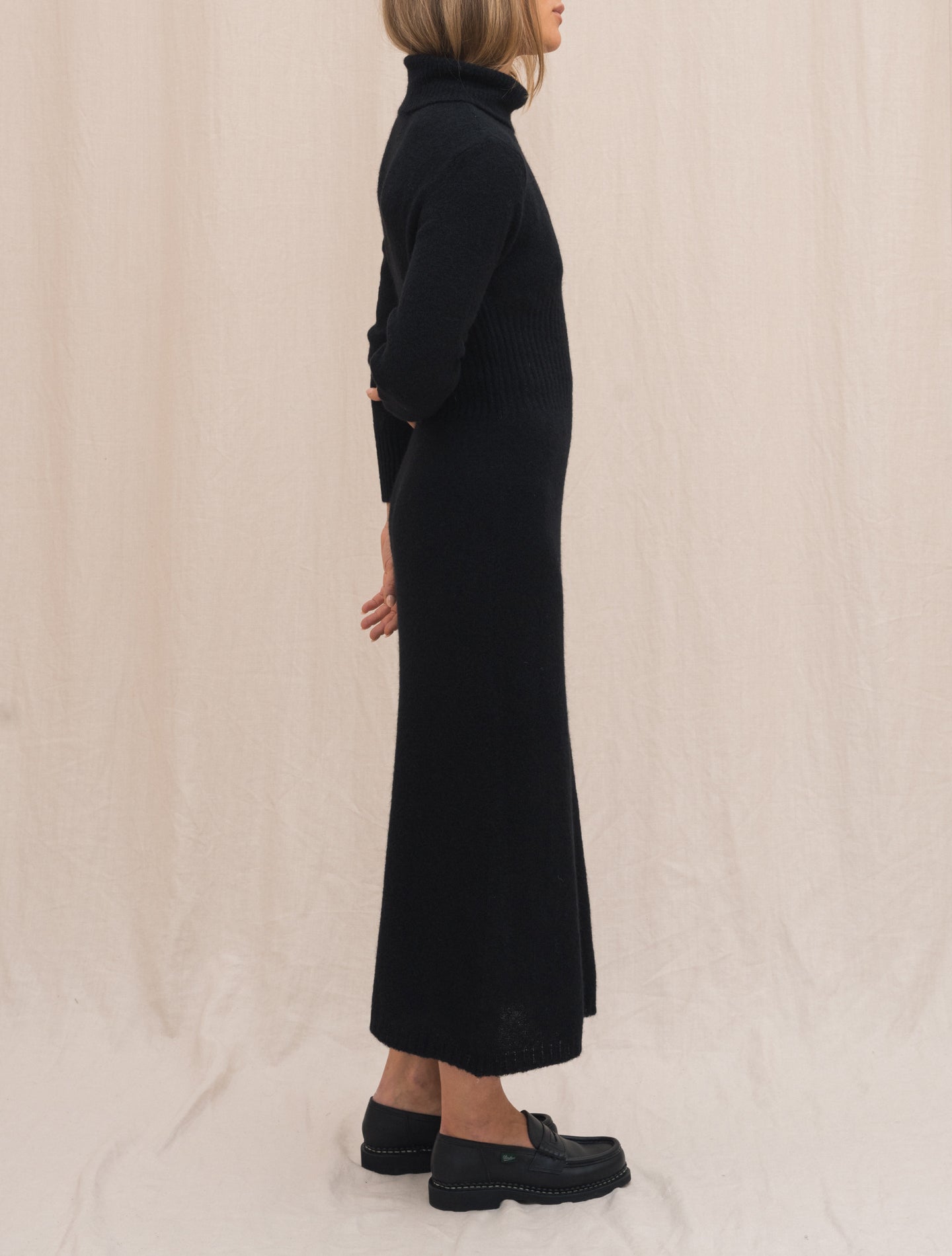 Alpaca Turtelneck Dress Black Morgano Dresses Gabucci