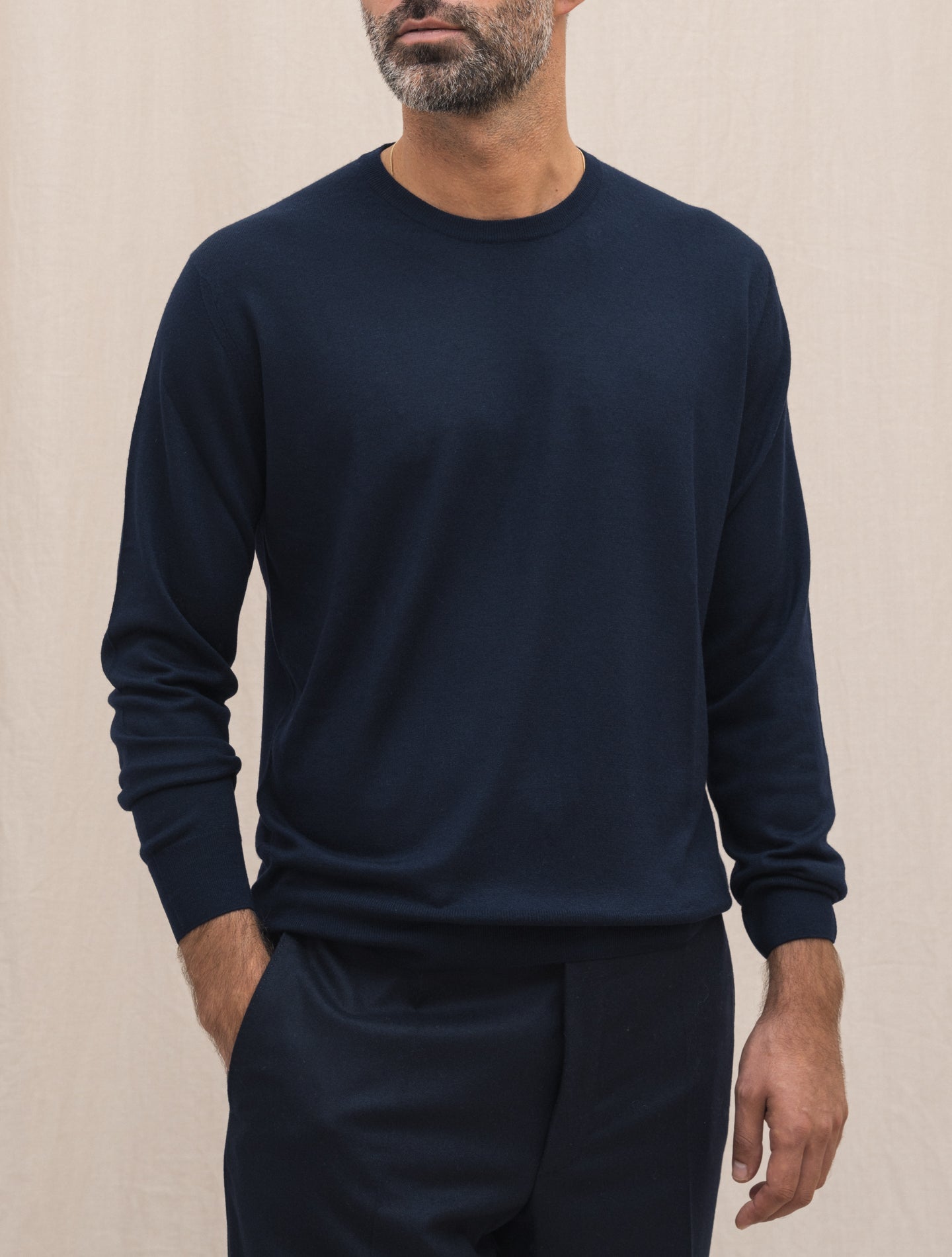 Argentina Knitted Super Cashmere Crewneck Navy Fedeli Knitwear 48