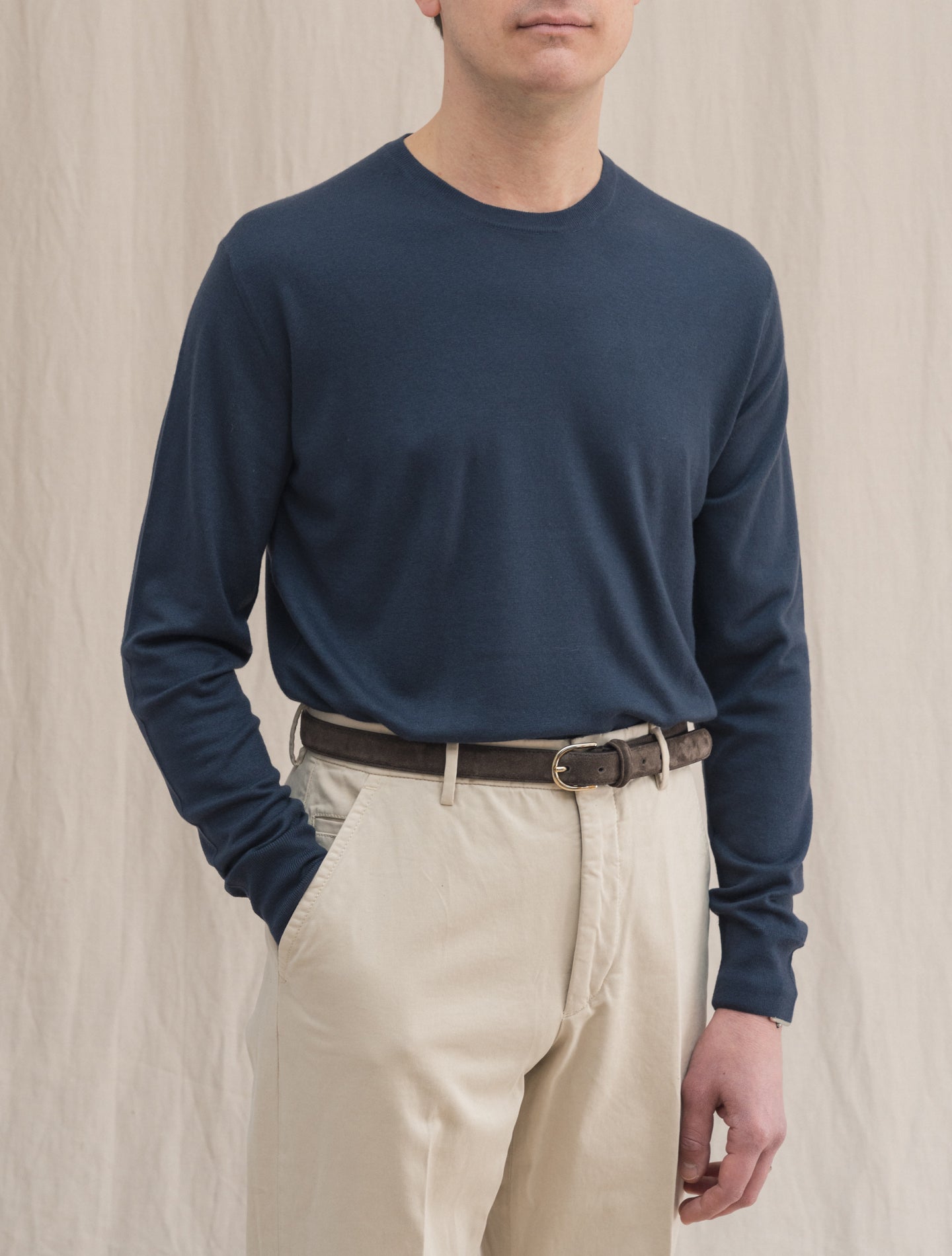 Argentina Super Cashmere Knitted crewneck Navy Fedeli Knitwear 48
