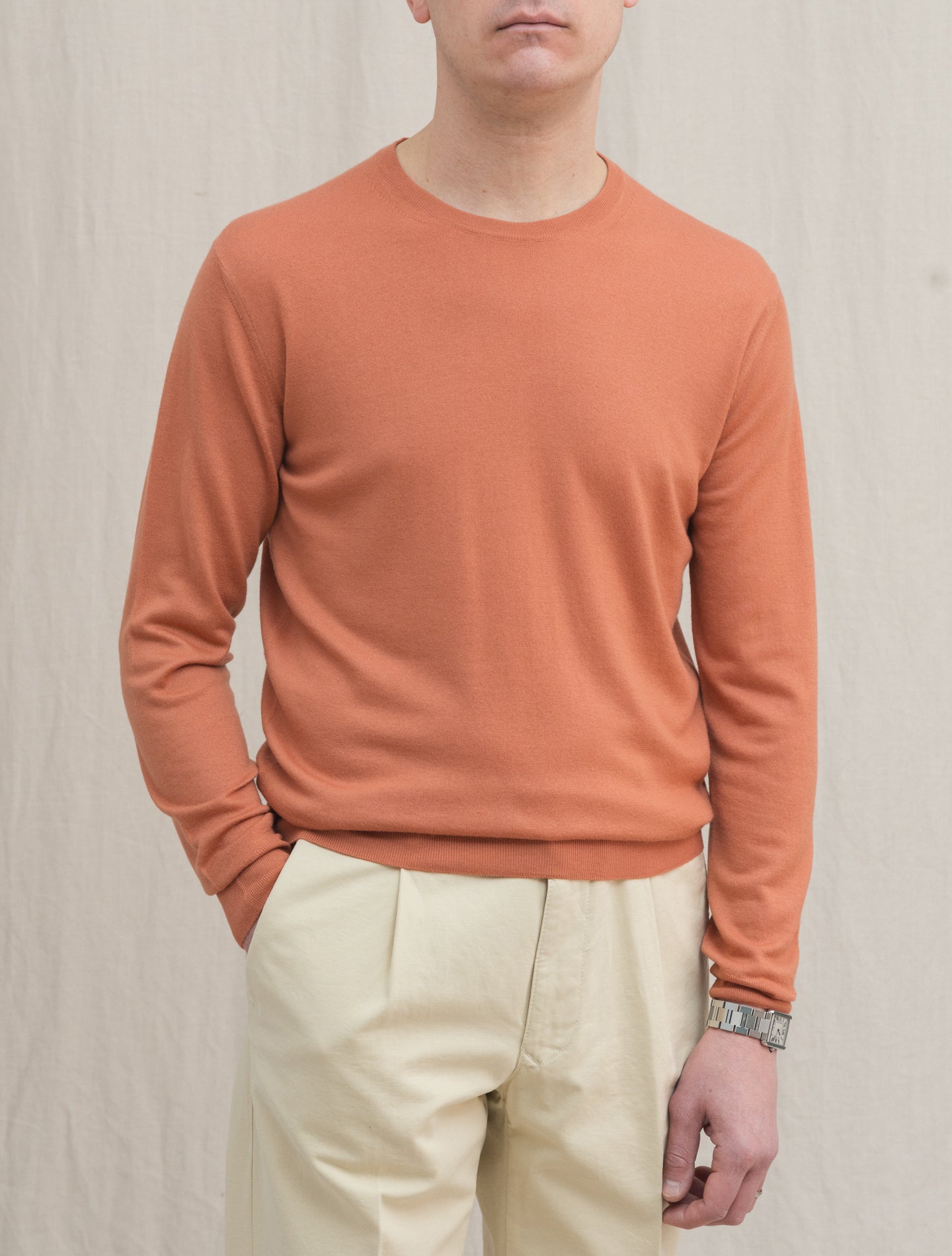 Argentina Super Cashmere Knitted crewneck Rust Fedeli Knitwear 48