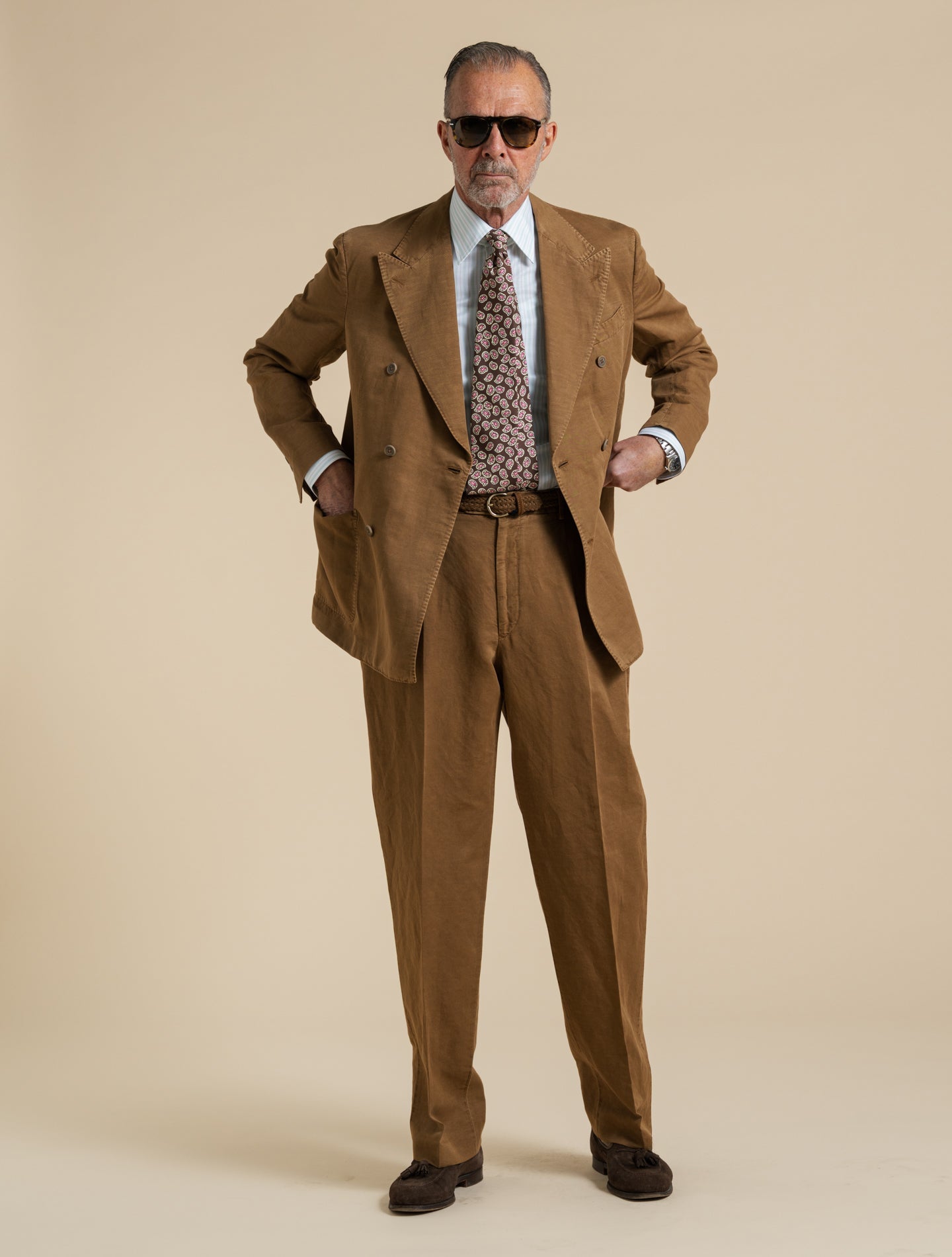 Art2 Double Breasted Linen Cotton Suit Tabacco Gigi Suits 48