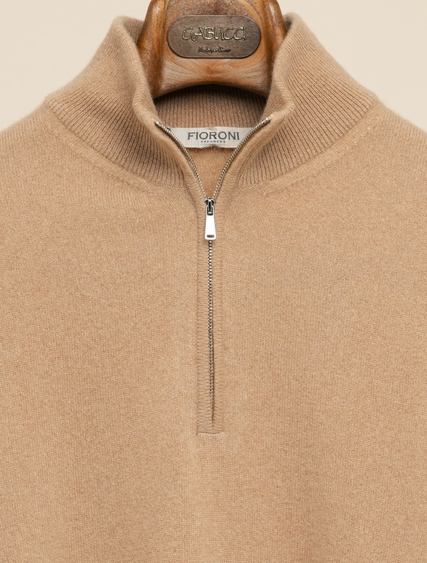 Baby Cashmere 1/4 Zip Camel Fioroni Knitwear 48