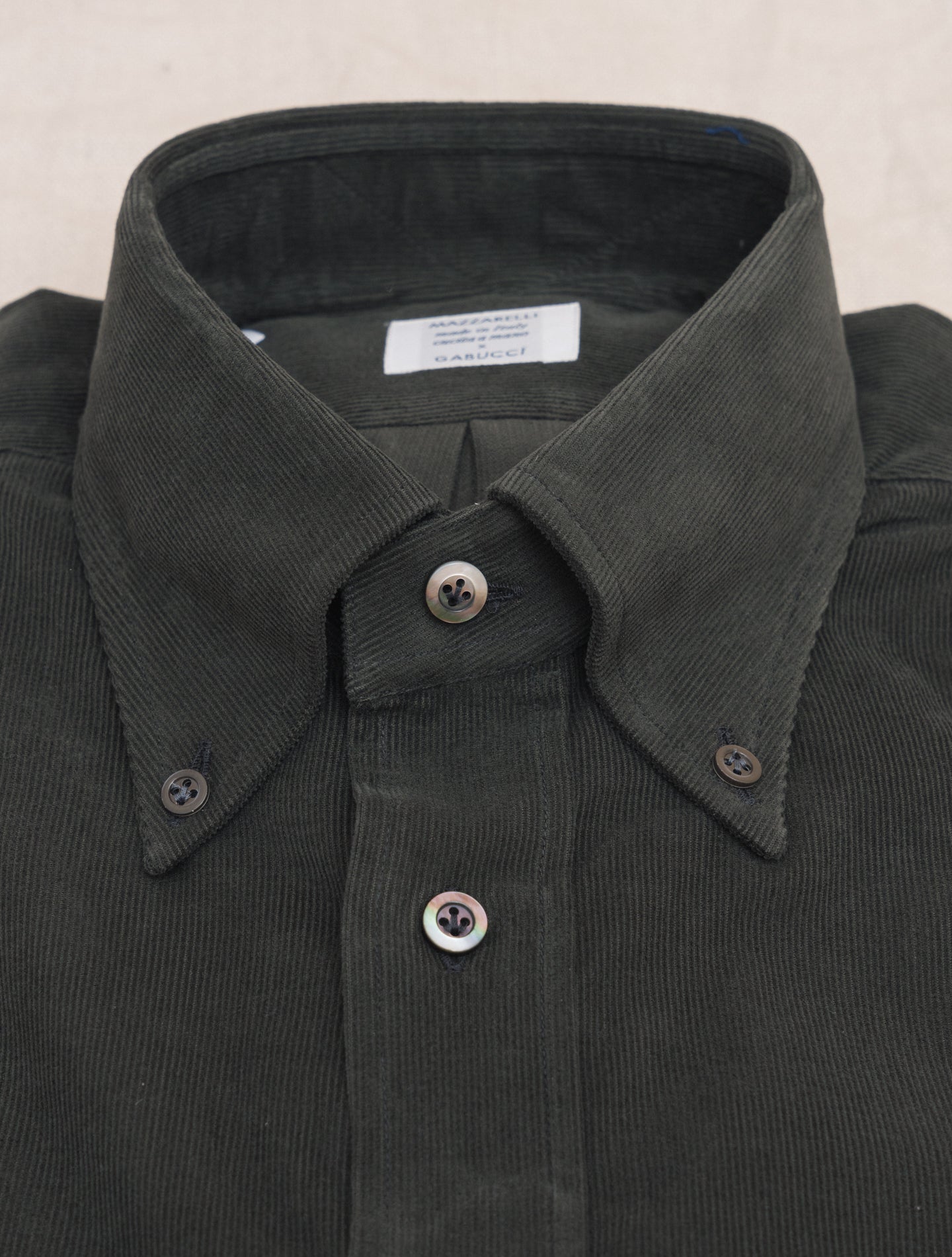 Baby Corduroy IVY Fit Shirt Dark Green Mazzarelli Shirts 38