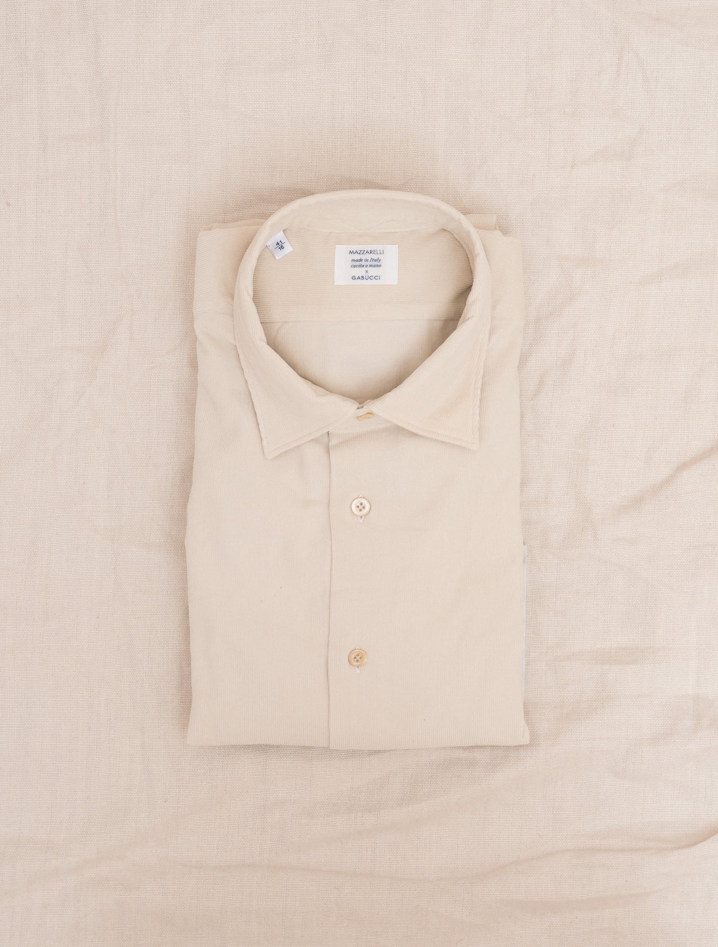 Baby Corduroy Relaxed Fit Shirt Cream Mazzarelli Shirts 38