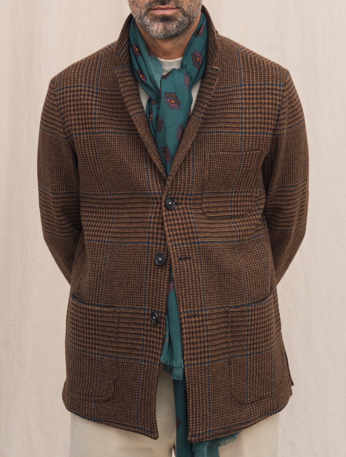 Baglietto Checked Wool Jacket Rust Massimo Alba Jackets Gabucci