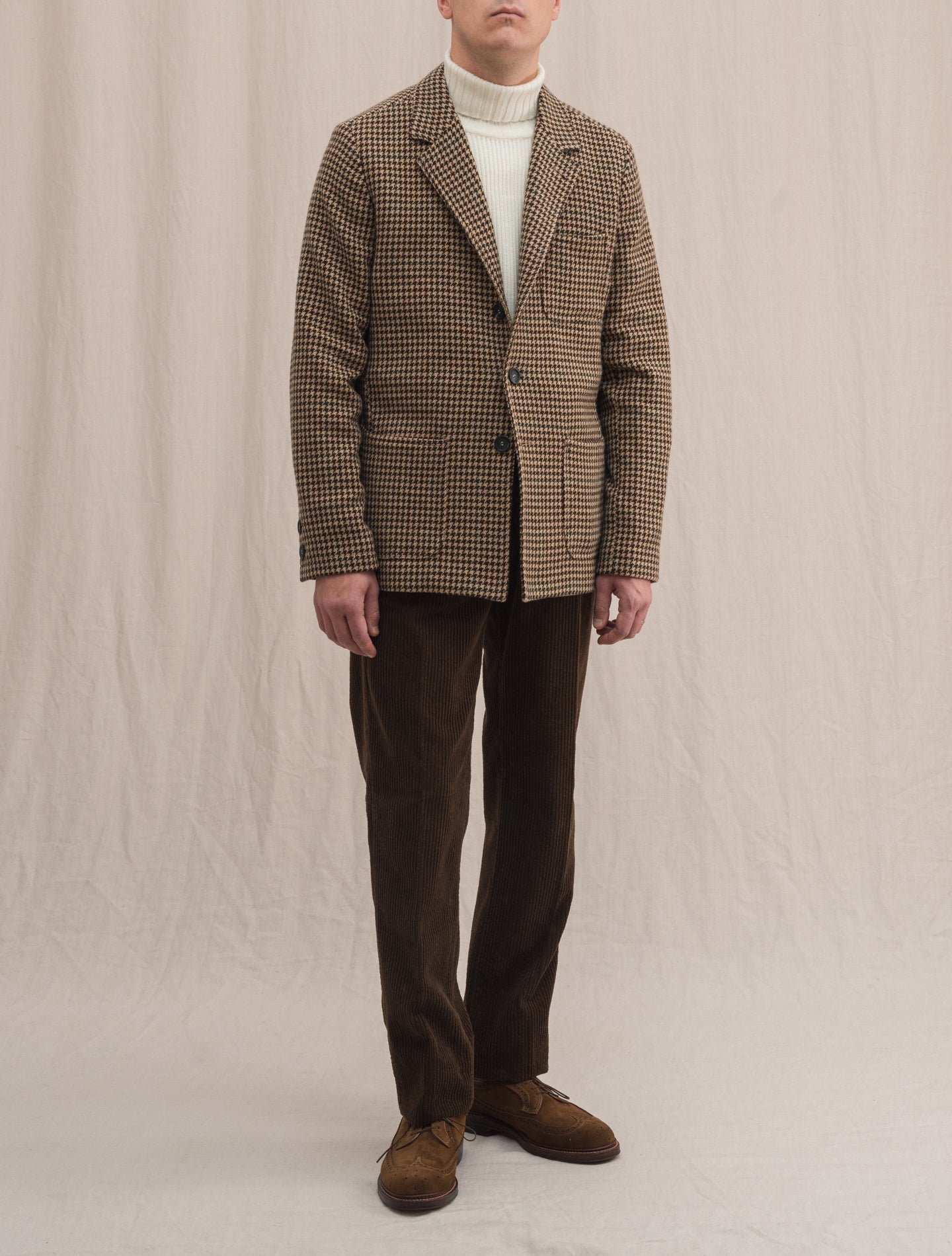 Baglietto Houndstooth Single Breasted Jacket Brown | Gabucci