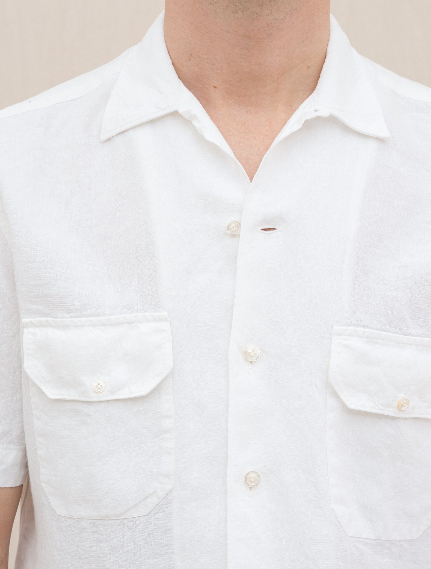 Baia Short Sleeve Linen Shirt White Finamore Shirts S