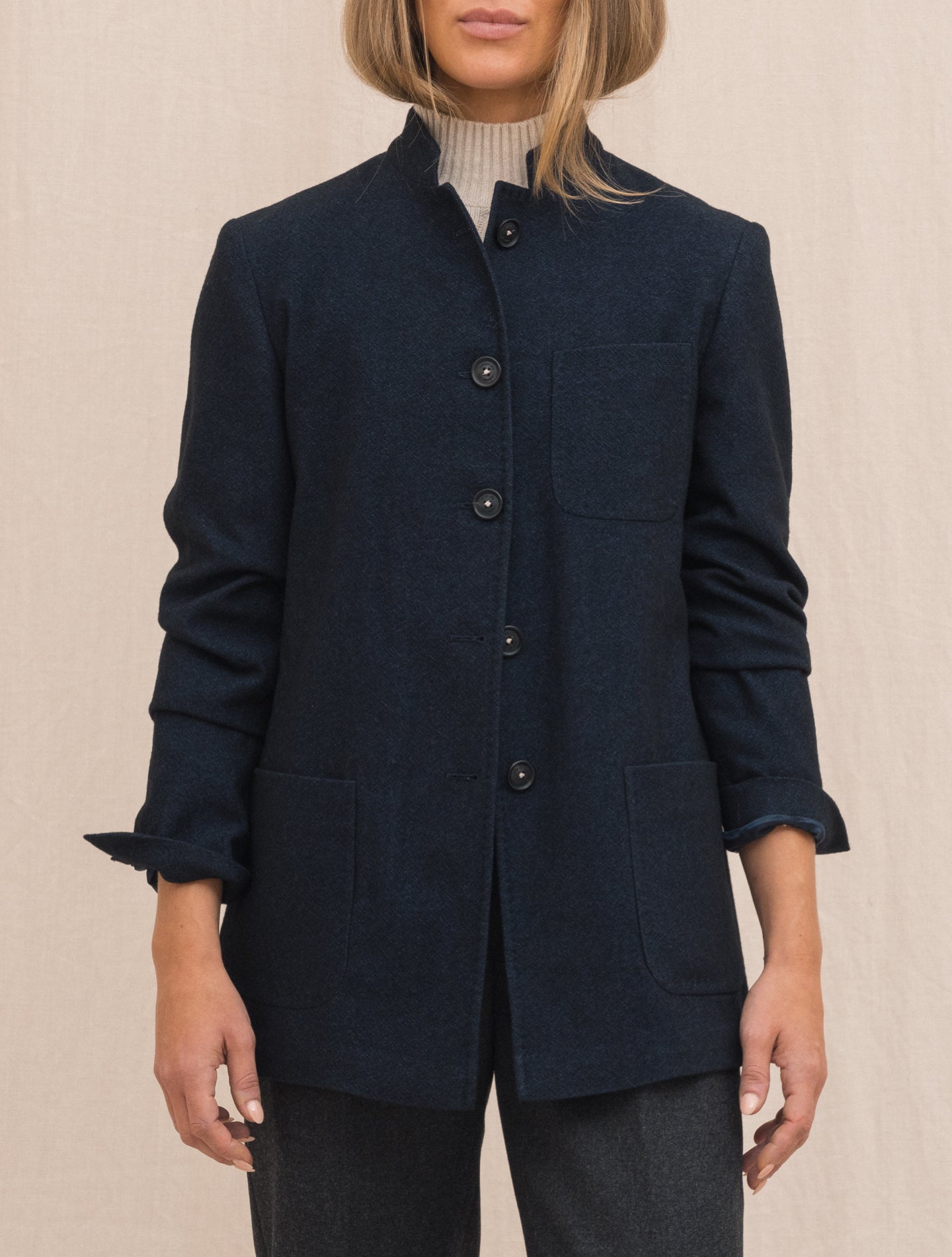 Bailw Wool Cotton Jacket Navy Massimo Alba Jackets Gabucci