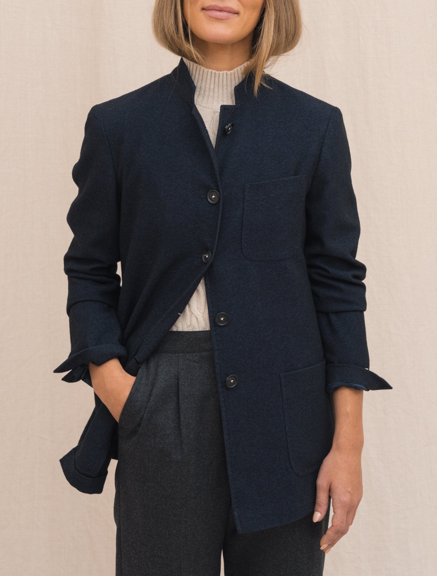 Bailw Wool Cotton Jacket Navy Massimo Alba Jackets Gabucci