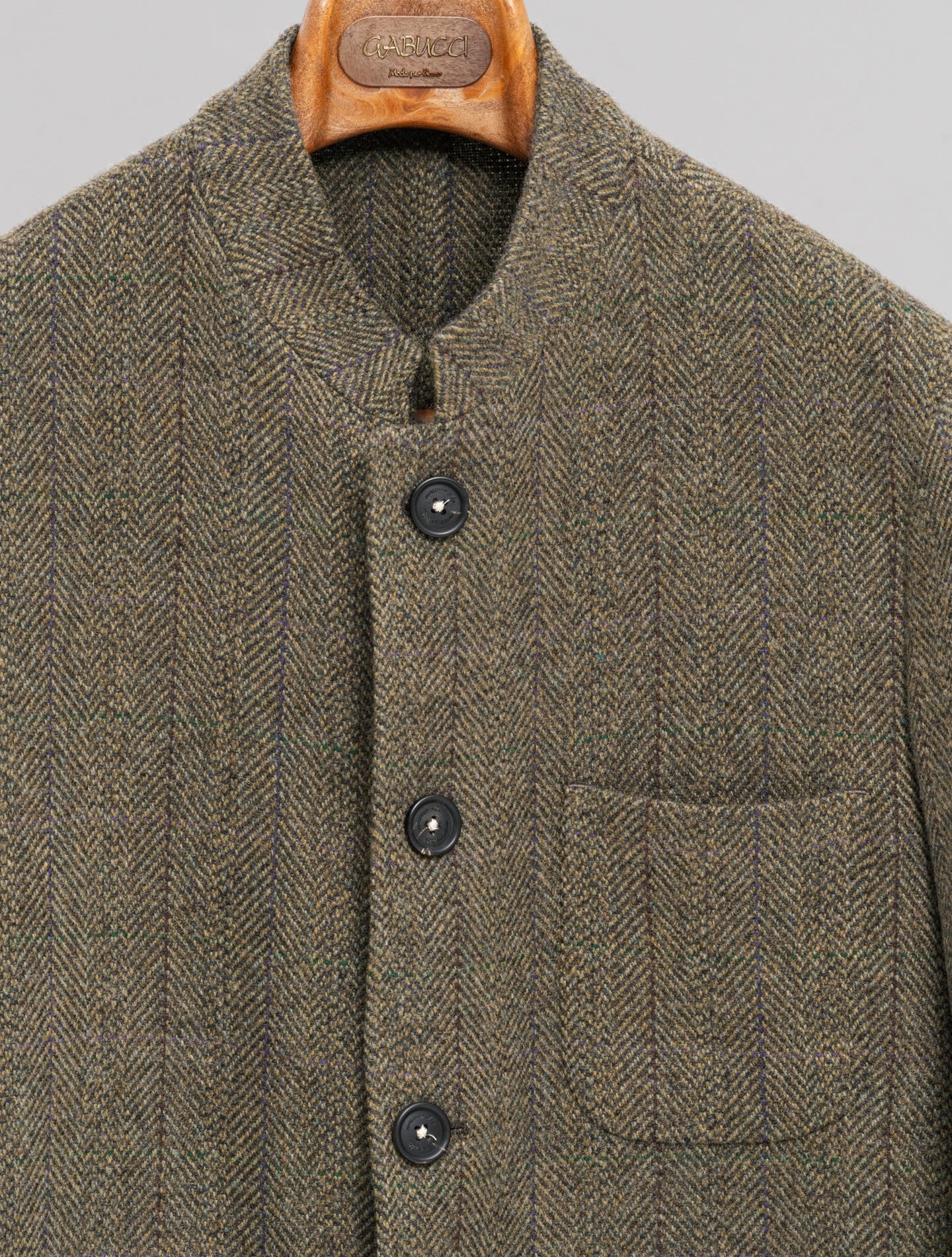 Bali Herringbone Wool Jacket Green Massimo Alba Jackets 48