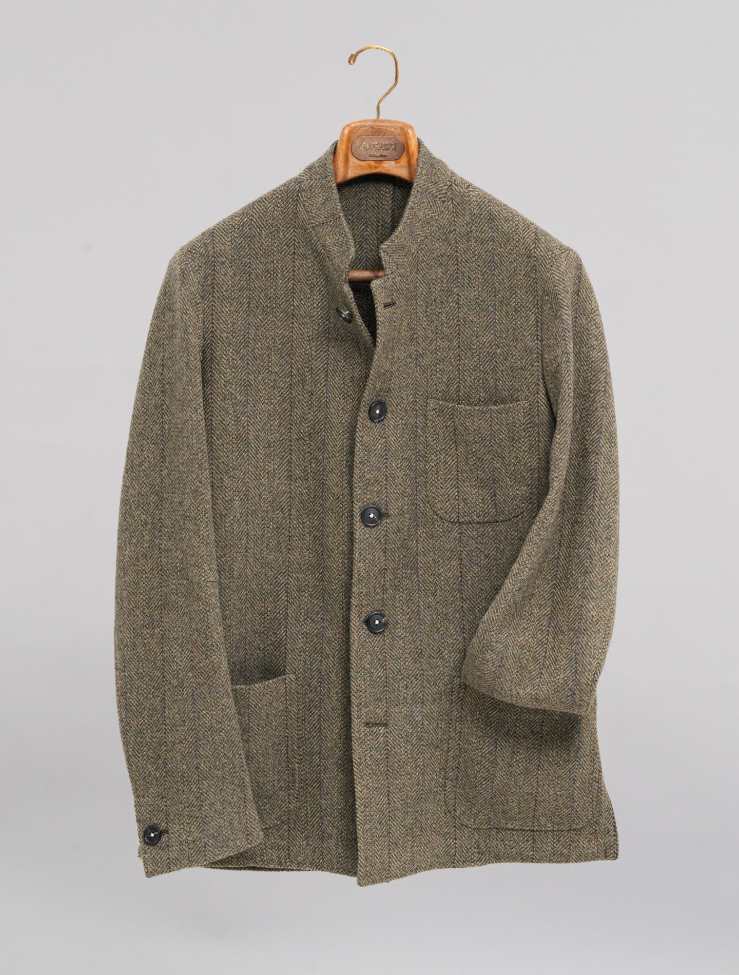 Bali Herringbone Wool Jacket Green Massimo Alba Jackets 48
