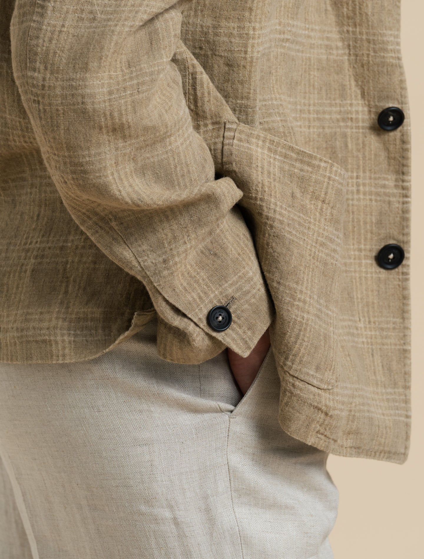 Bali Linen Checked Jacket Beige Massimo Alba Jackets 48