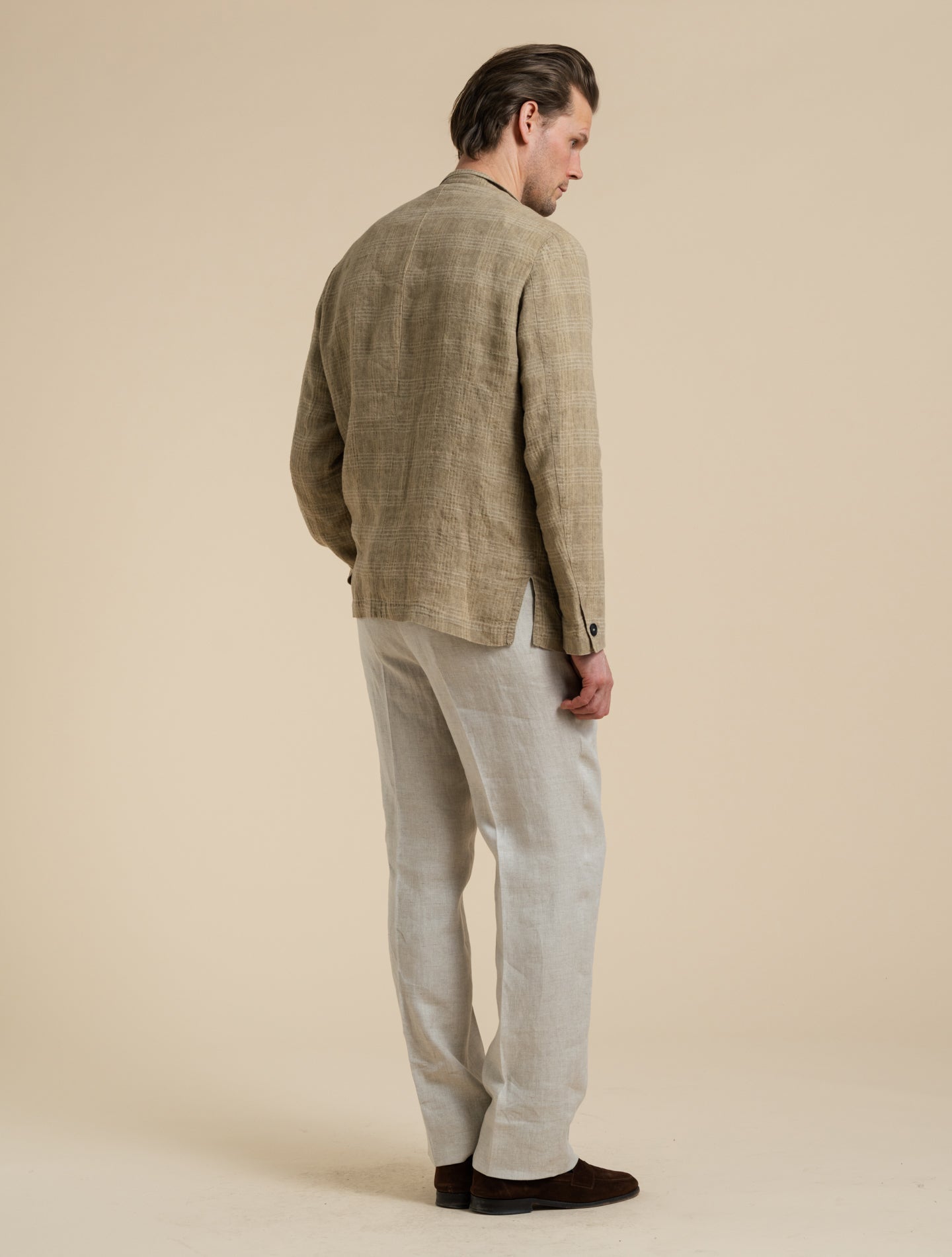 Bali Linen Checked Jacket Beige Massimo Alba Jackets 48