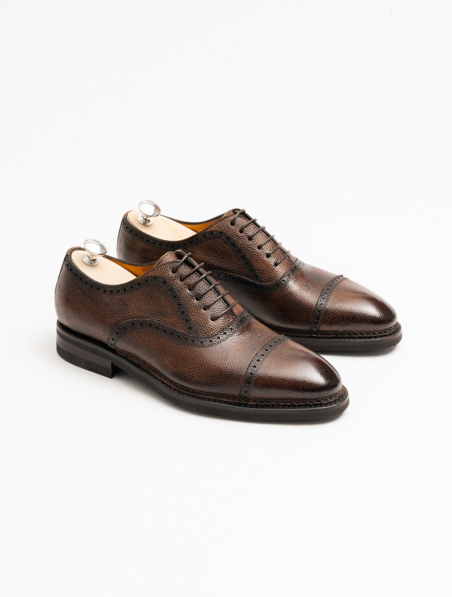 Bellantonio Oxford Cap - Toe Grain Leather Brown Bontoni Shoes 42