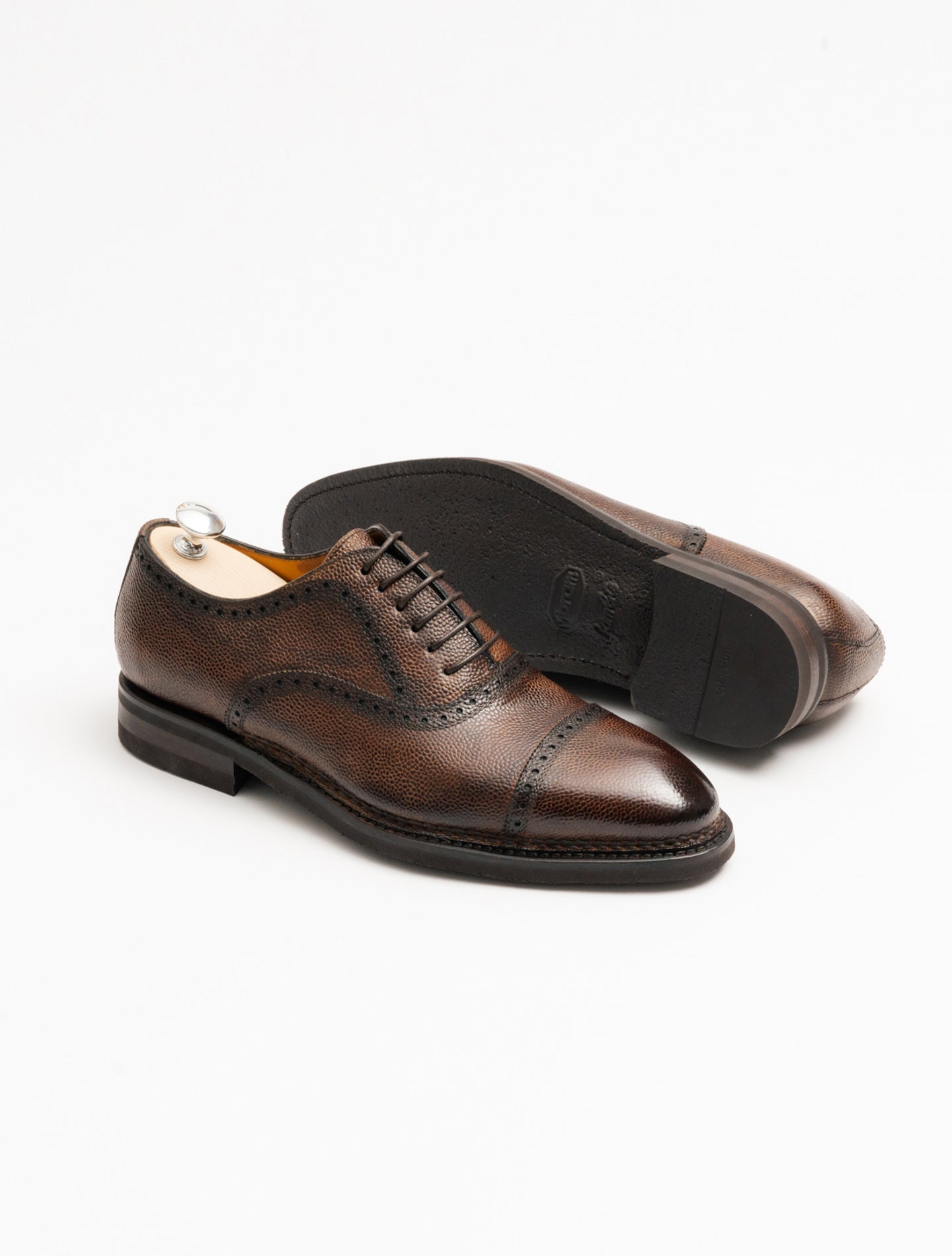 Bellantonio Oxford Cap - Toe Grain Leather Brown Bontoni Shoes 42
