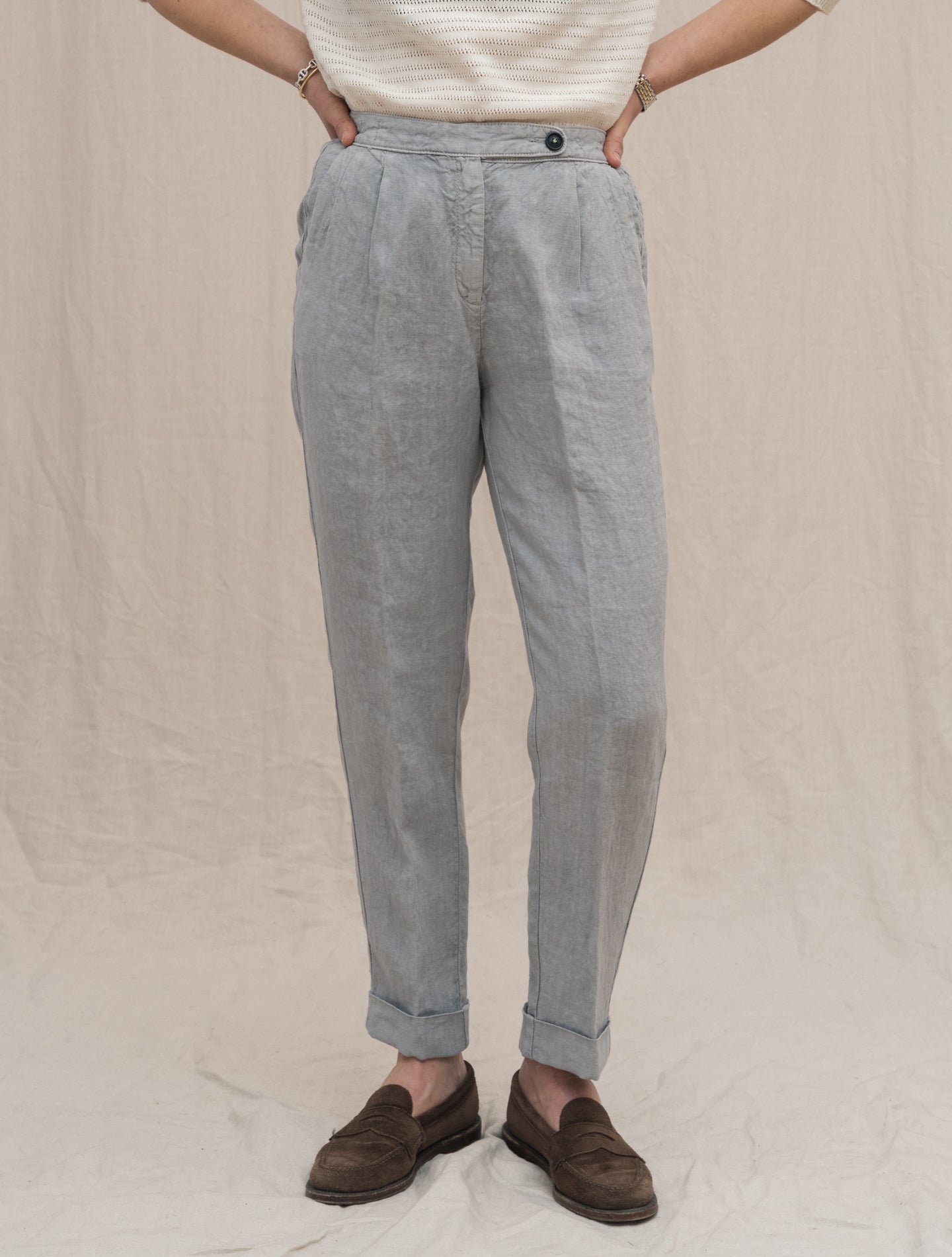 Boga Linen Trousers Light Grey Massimo Alba Trousers IT 38