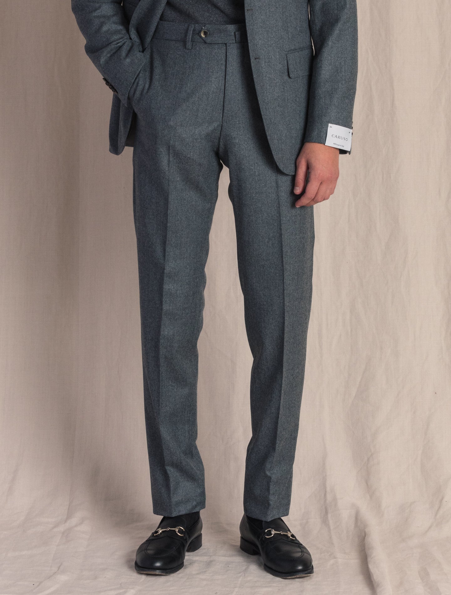 Boheme Light Flannel Suit Mid Grey Caruso Suits 46