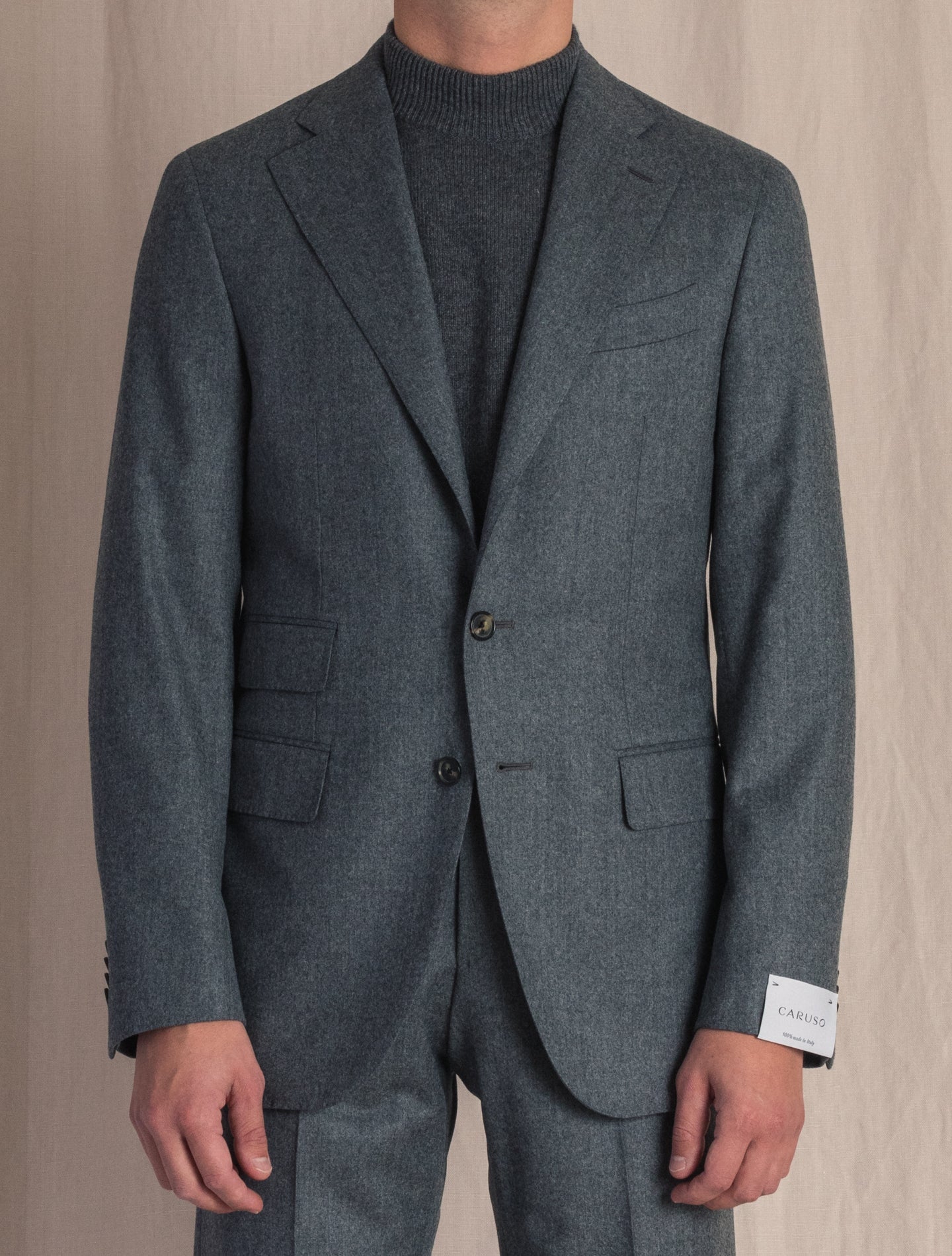 Boheme Light Flannel Suit Mid Grey Caruso Suits 46