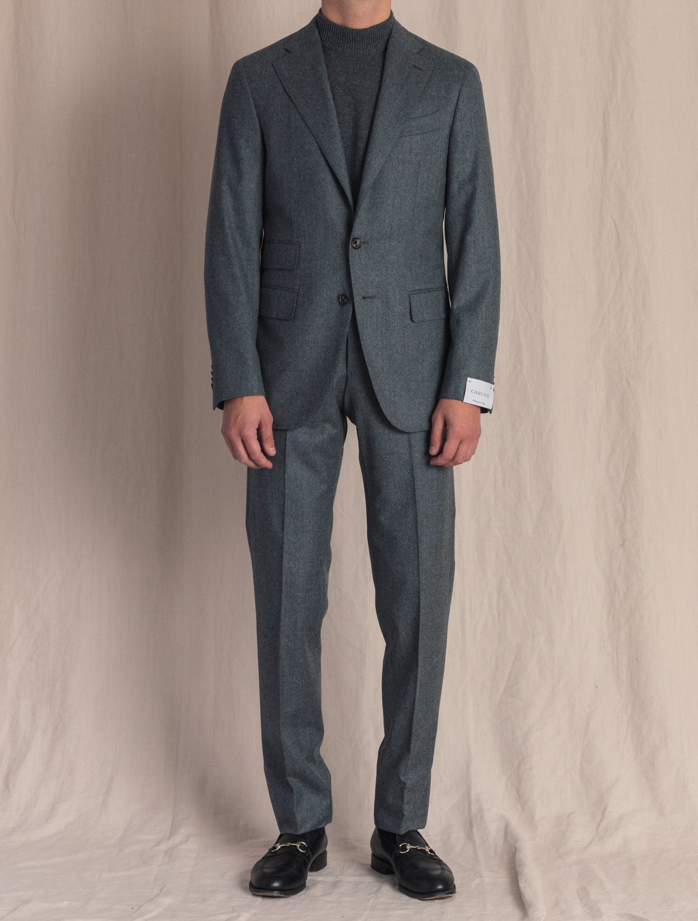 Boheme Light Flannel Suit Mid Grey Caruso Suits Gabucci