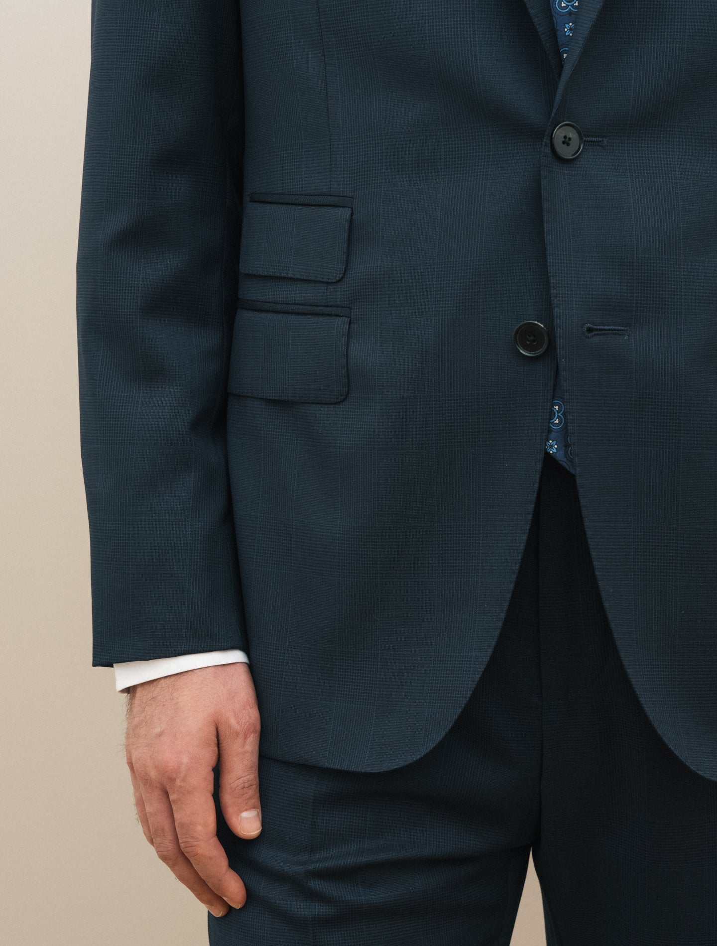 Boheme Single Breasted Glencheck Suit Navy Caruso Suits 48